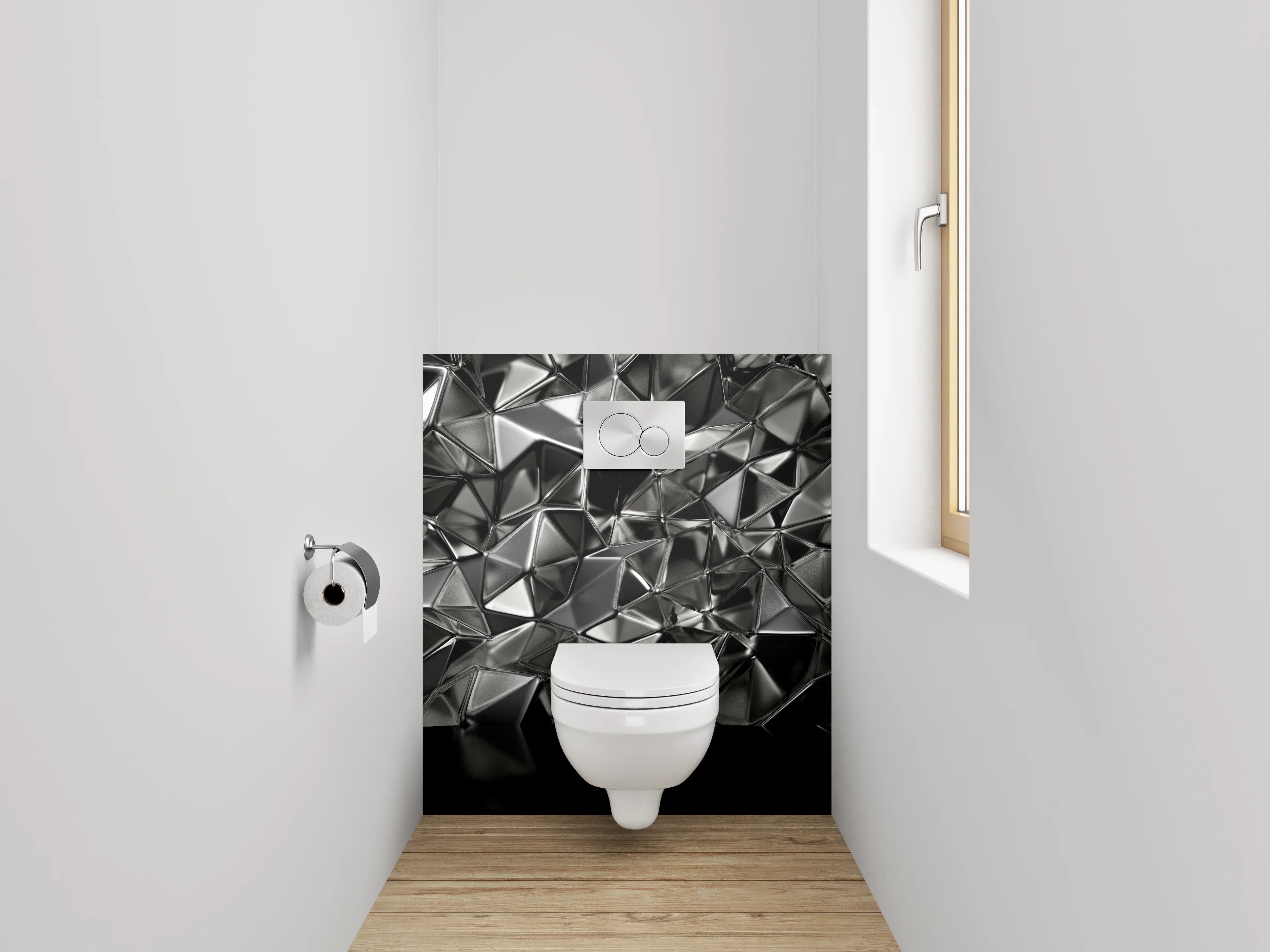 WC-Rückwand - Abstrakte schwarze Metall-Optik