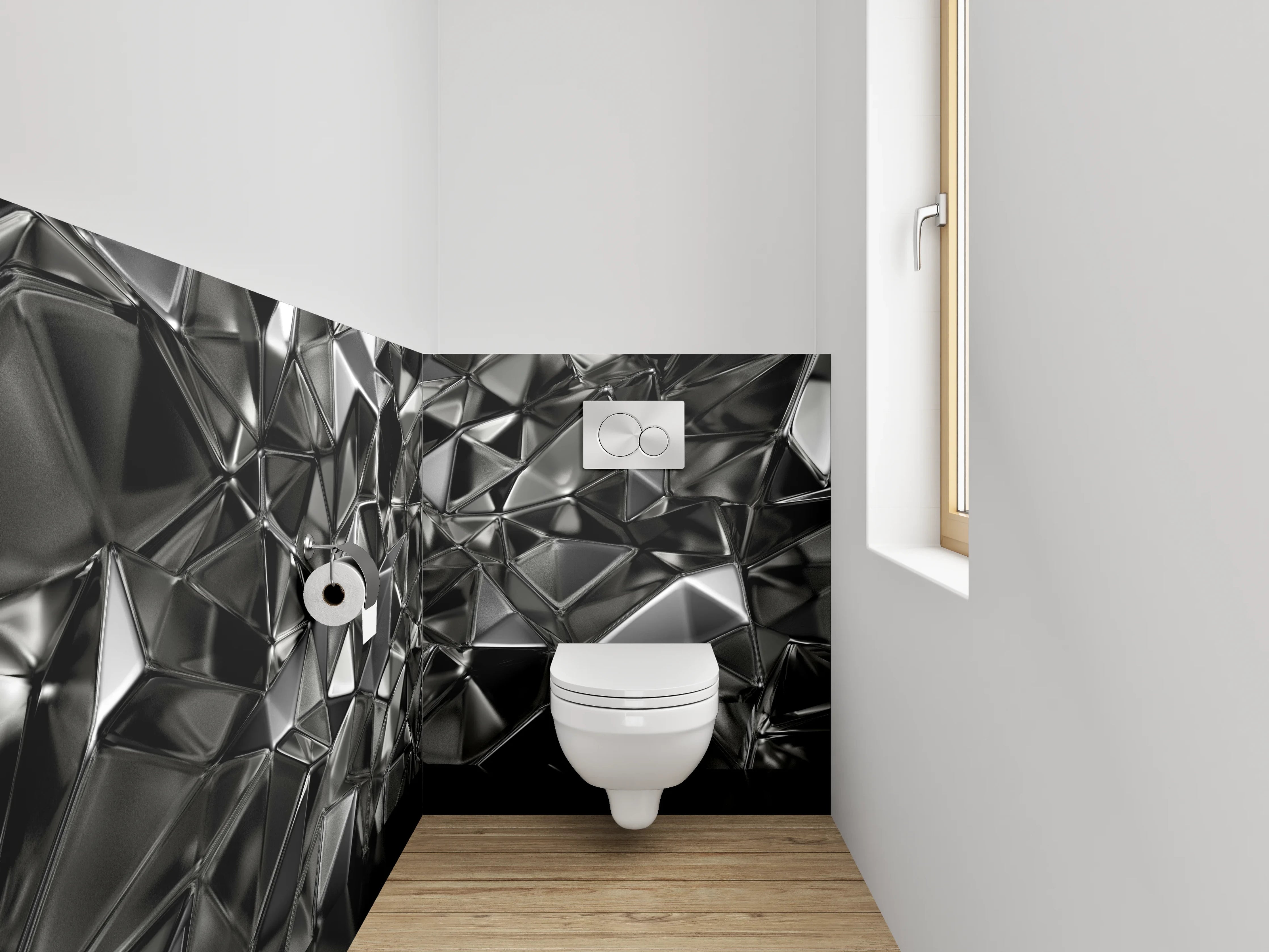 WC-Rückwand - Abstrakte schwarze Metall-Optik