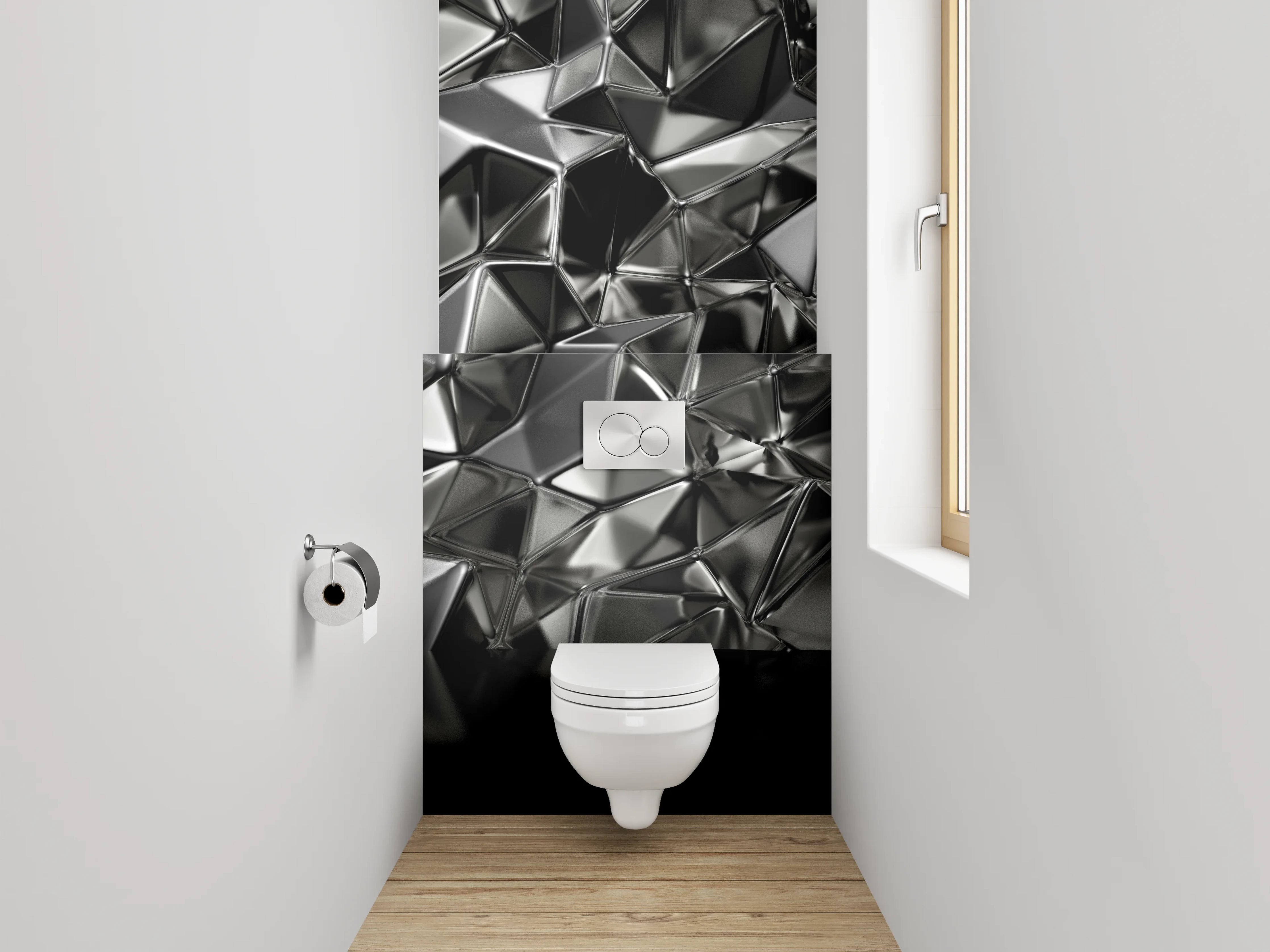 WC-Rückwand - Abstrakte schwarze Metall-Optik