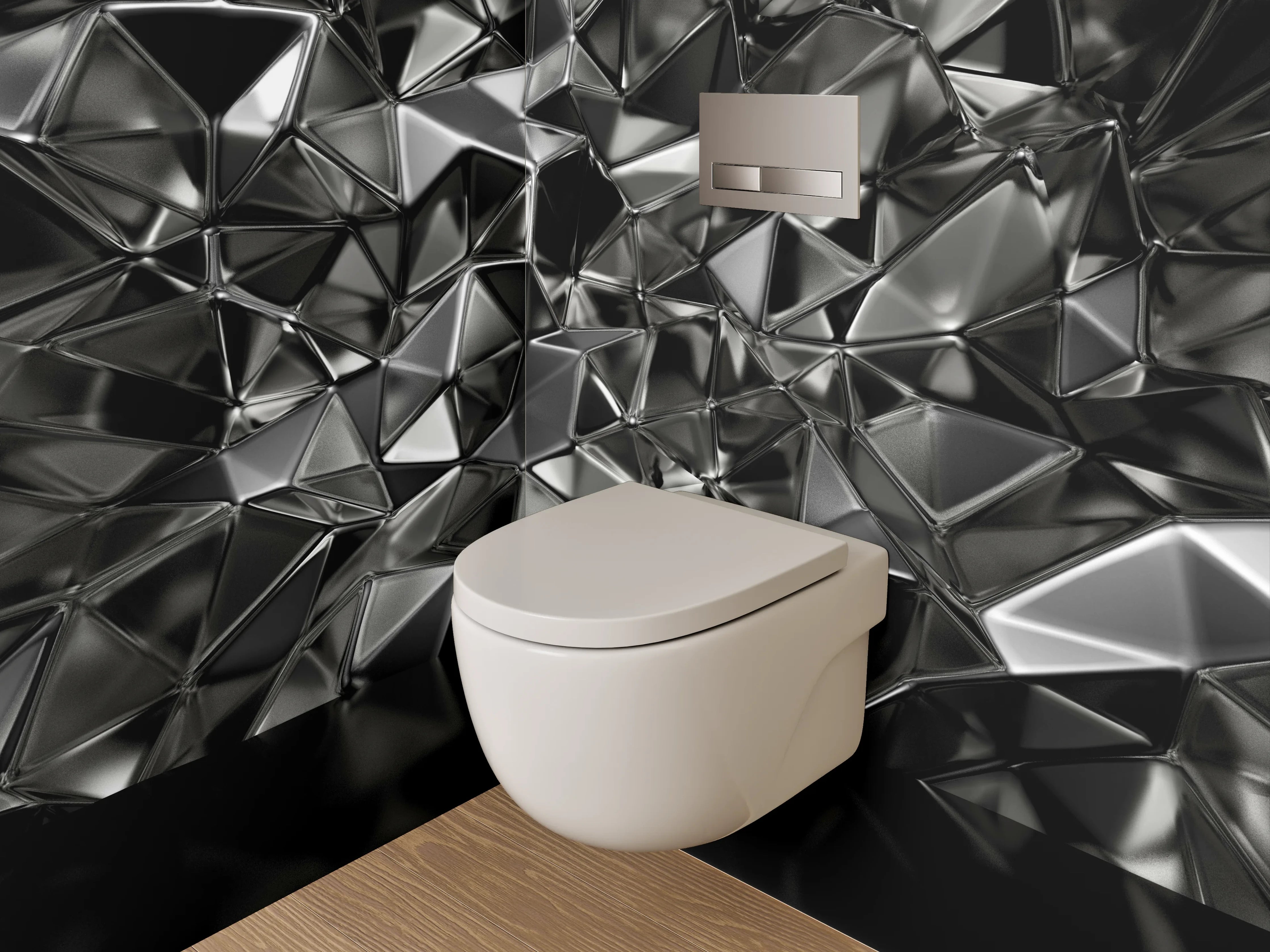 WC-Rückwand - Abstrakte schwarze Metall-Optik