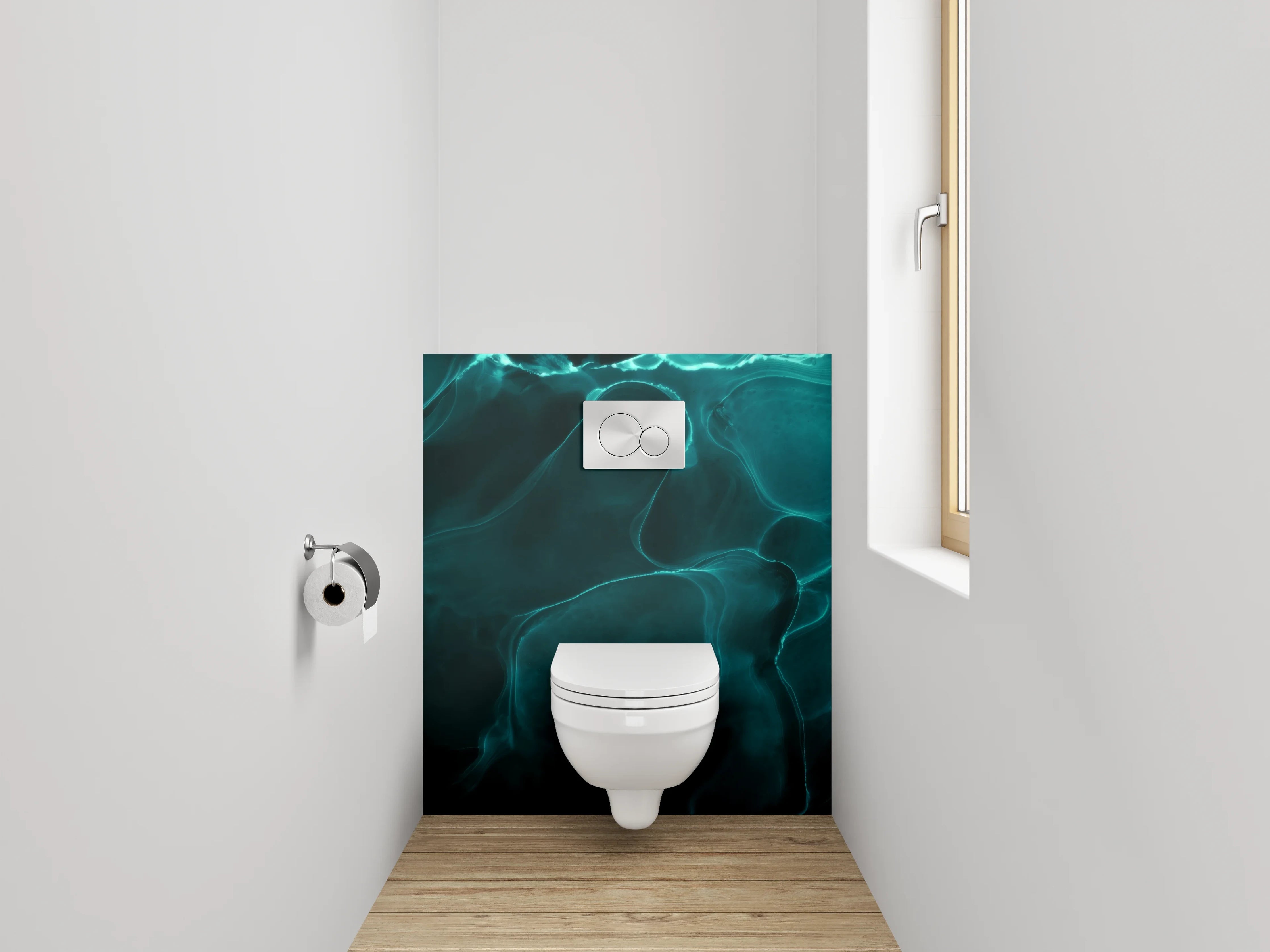 WC-Rückwand - Abstrakte türkis-blau Wellenoptik