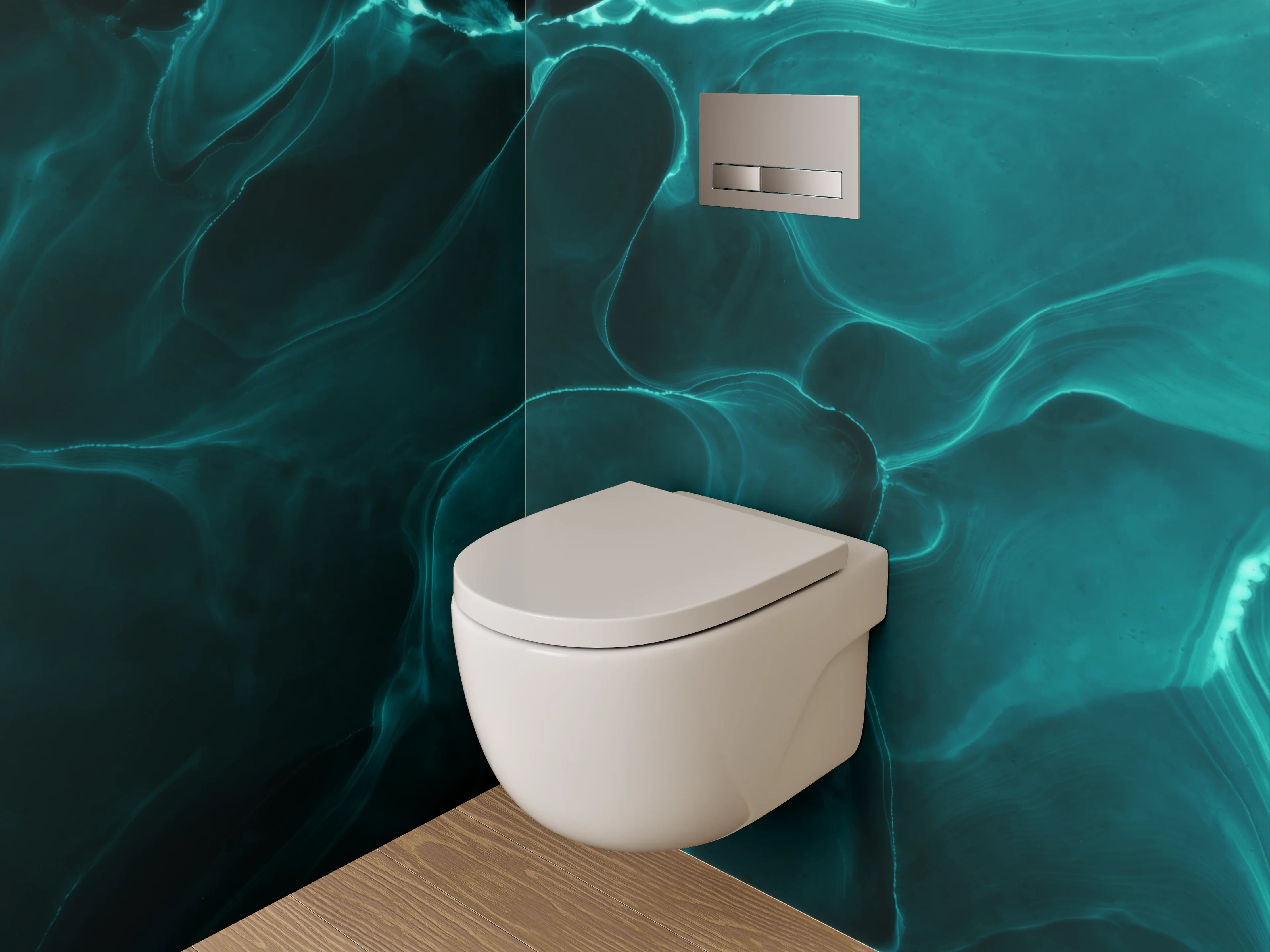 WC-Rückwand - Abstrakte türkis-blau Wellenoptik
