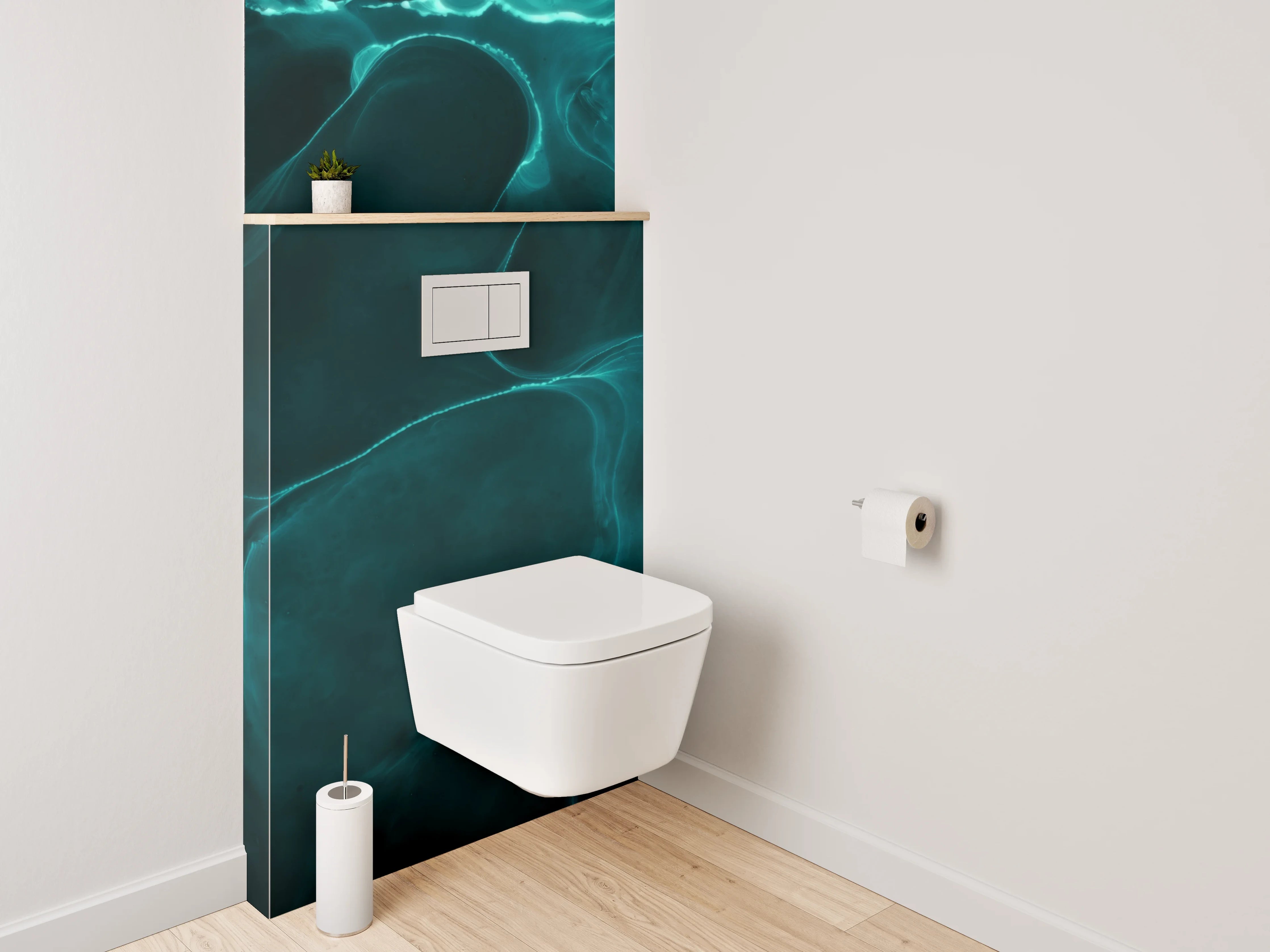 WC-Rückwand - Abstrakte türkis-blau Wellenoptik