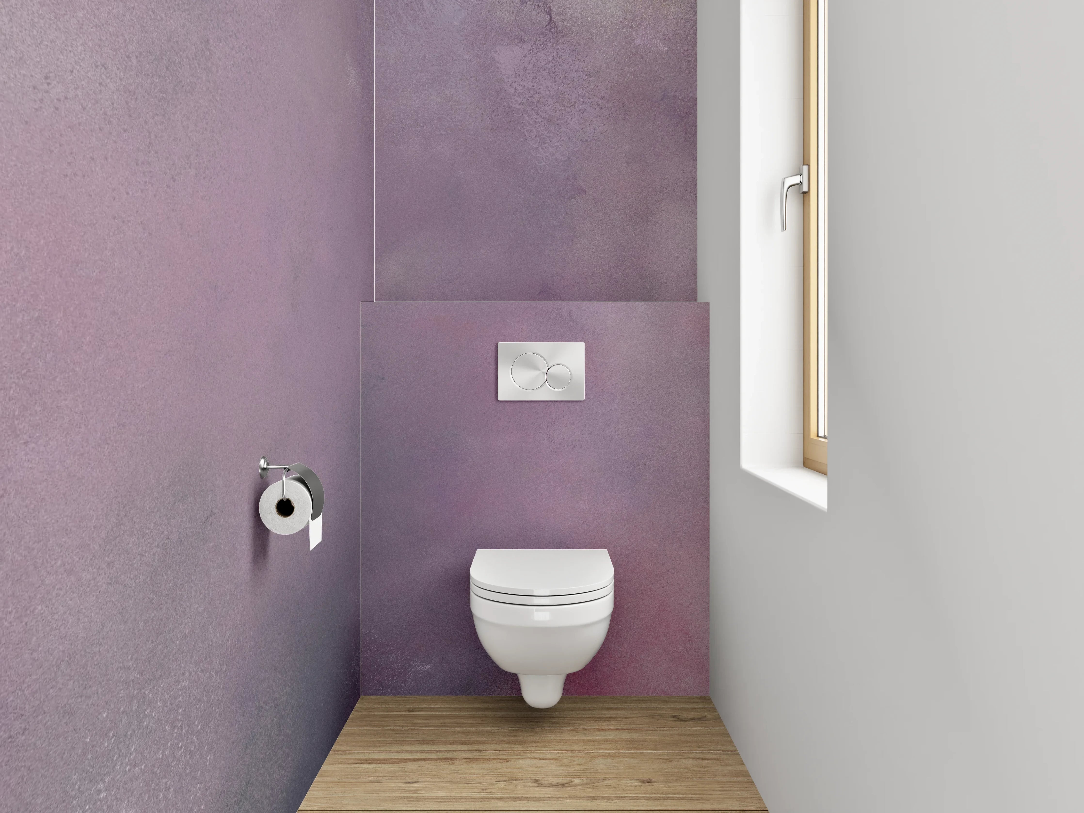 WC-Rückwand - Abstraktes Aquarell Weiß Lila Rosa