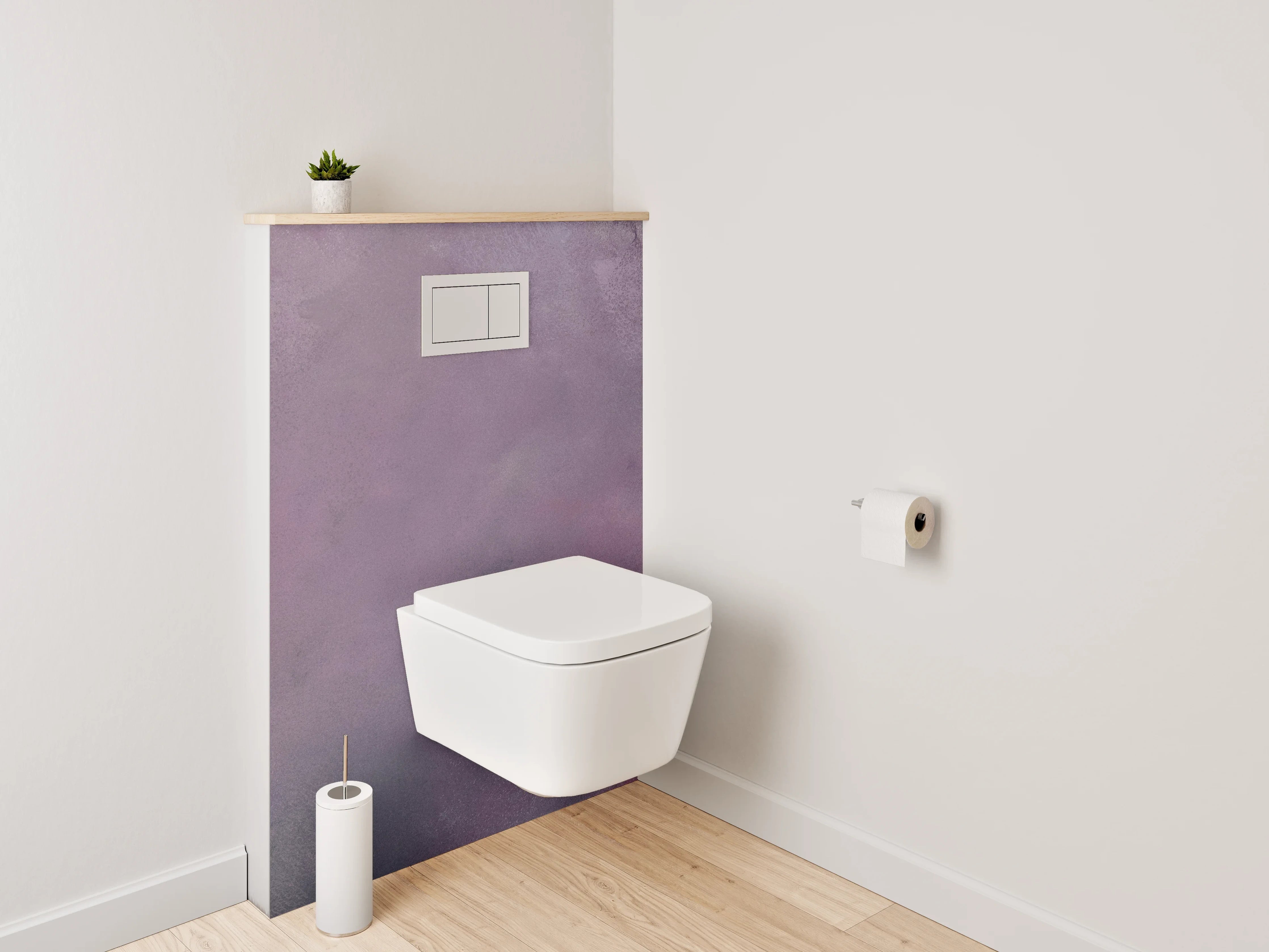 WC-Rückwand - Abstraktes Aquarell Weiß Lila Rosa