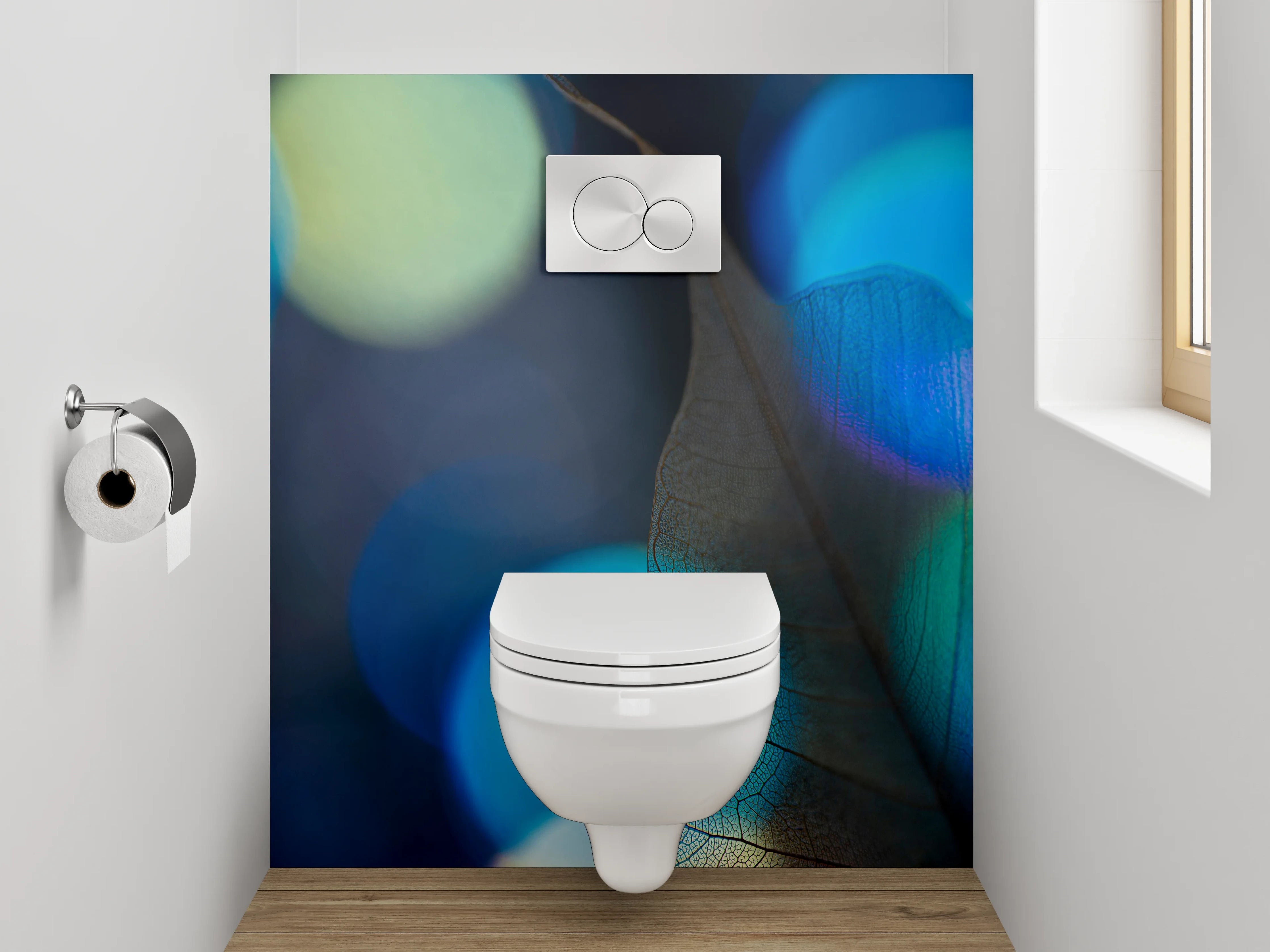 WC-Rückwand - Abstraktes Blatt mit blauen Lichtern