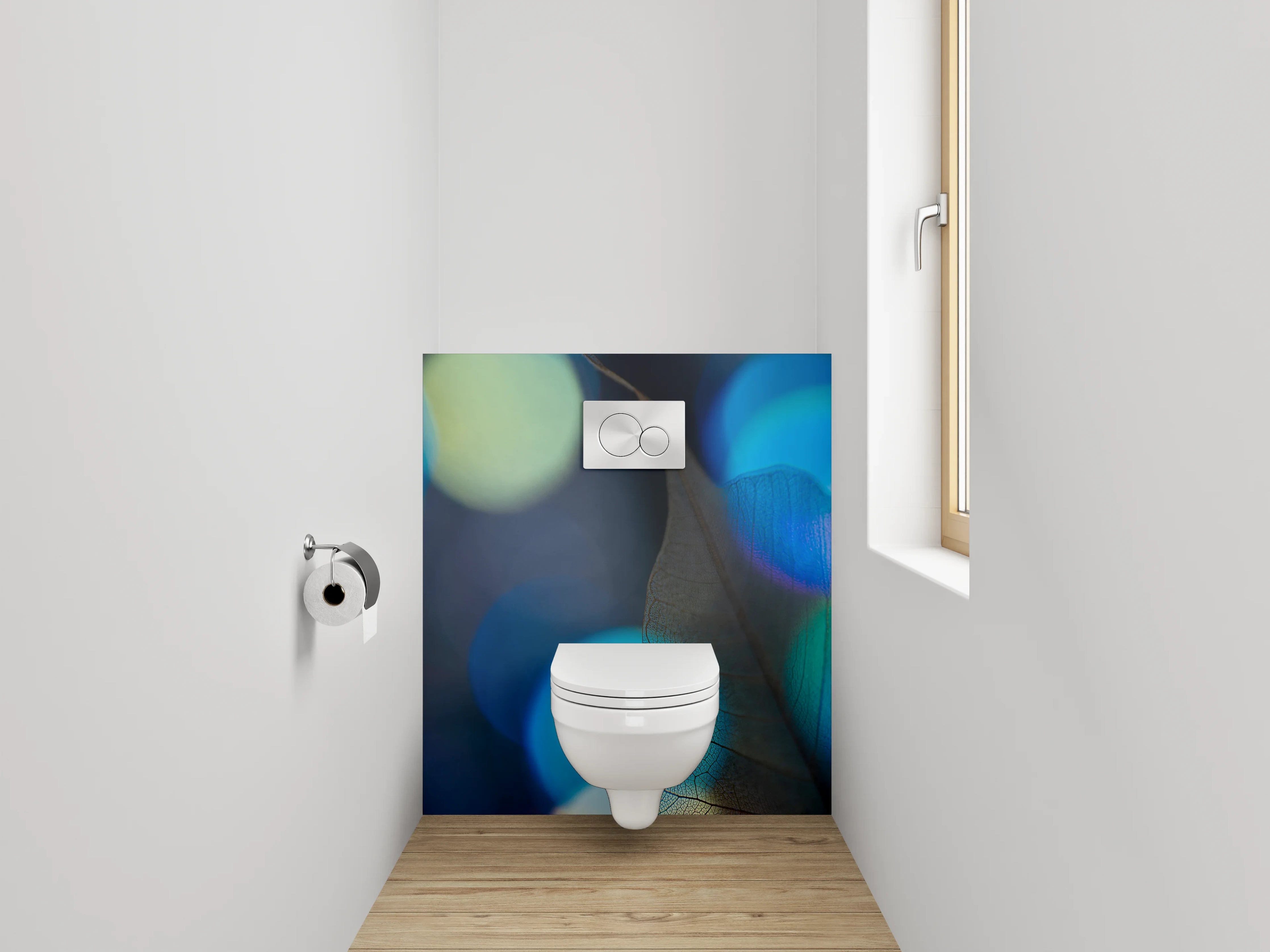 WC-Rückwand - Abstraktes Blatt mit blauen Lichtern