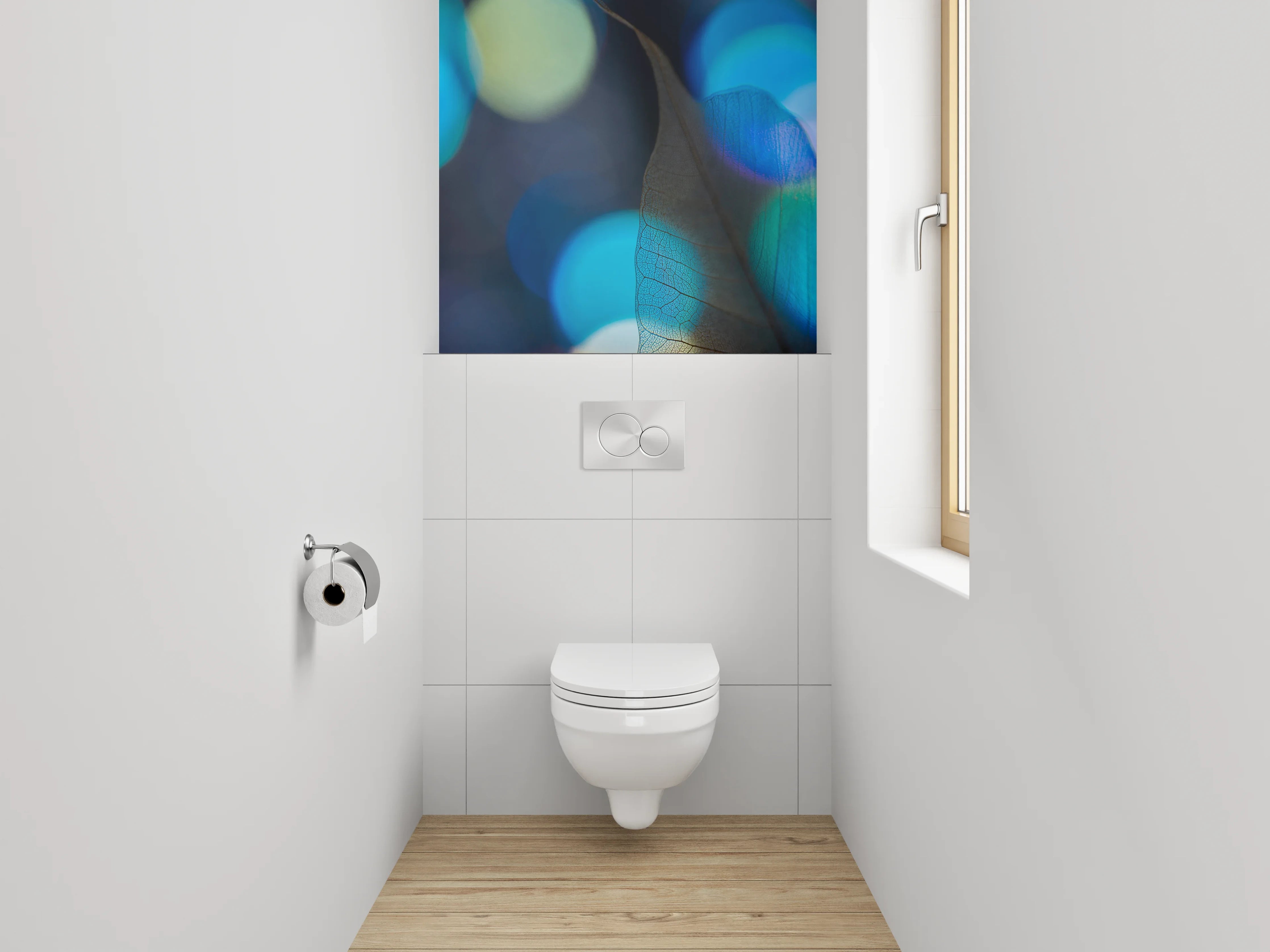 WC-Rückwand - Abstraktes Blatt mit blauen Lichtern