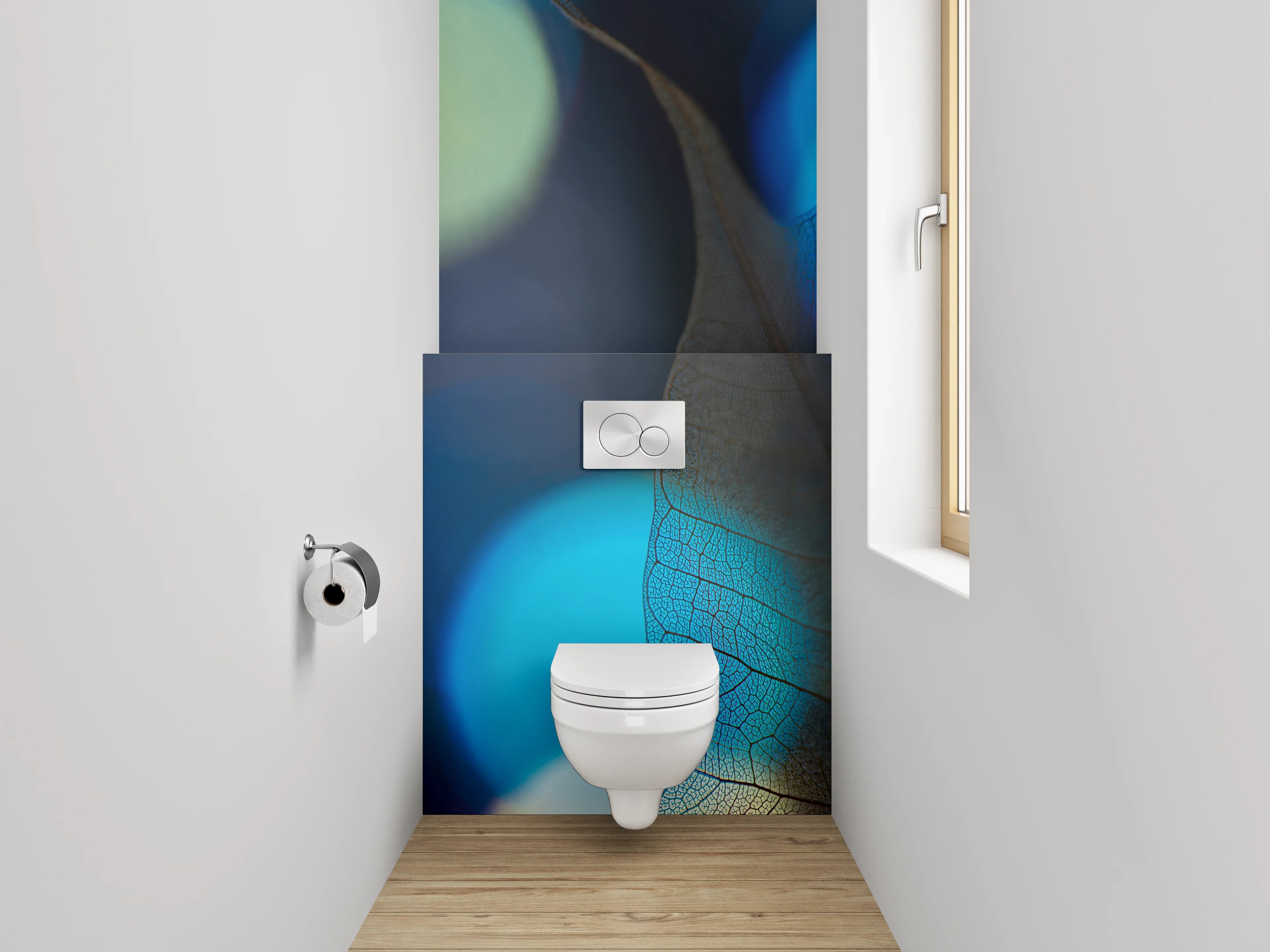 WC-Rückwand - Abstraktes Blatt mit blauen Lichtern