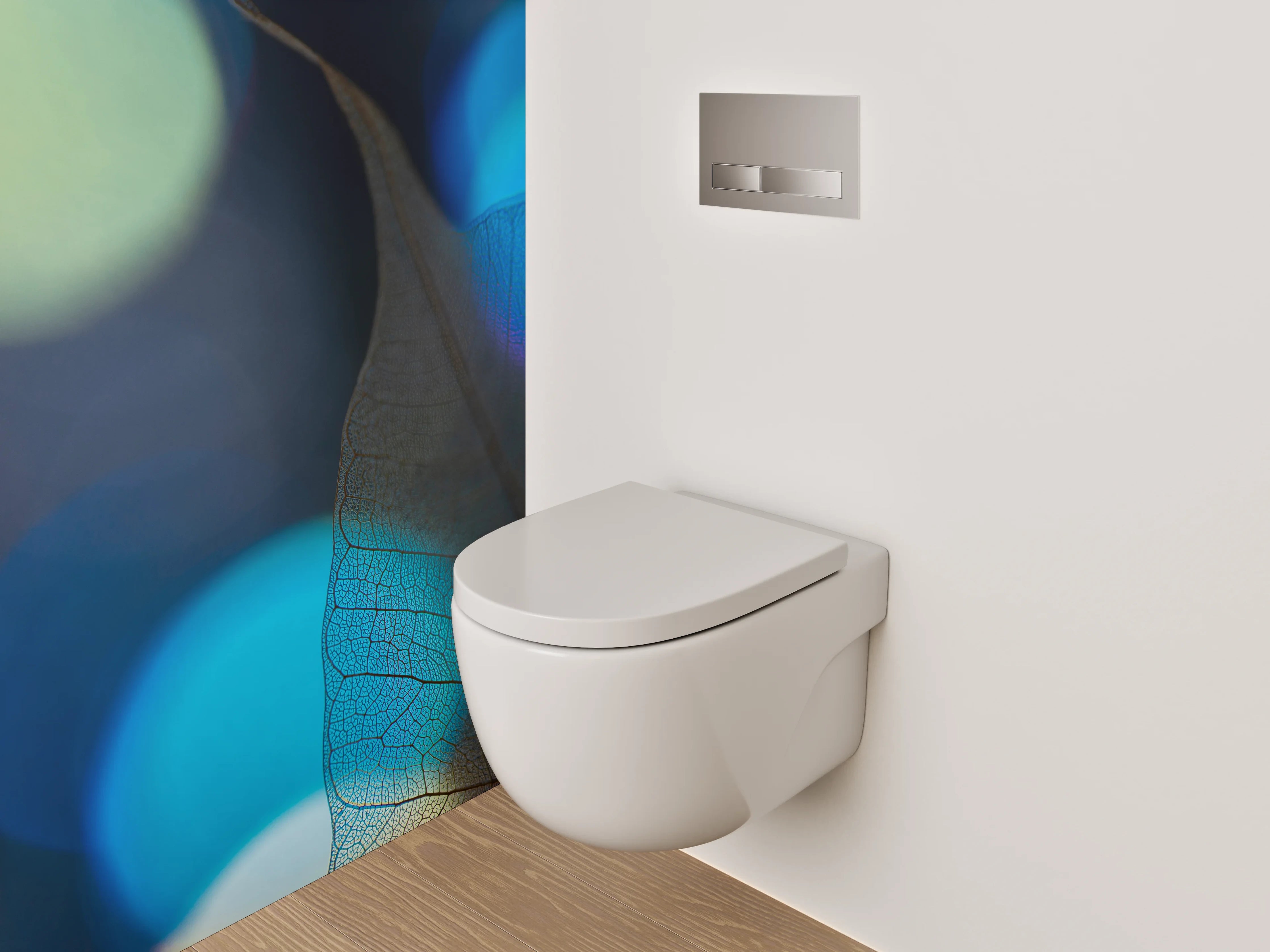 WC-Rückwand - Abstraktes Blatt mit blauen Lichtern