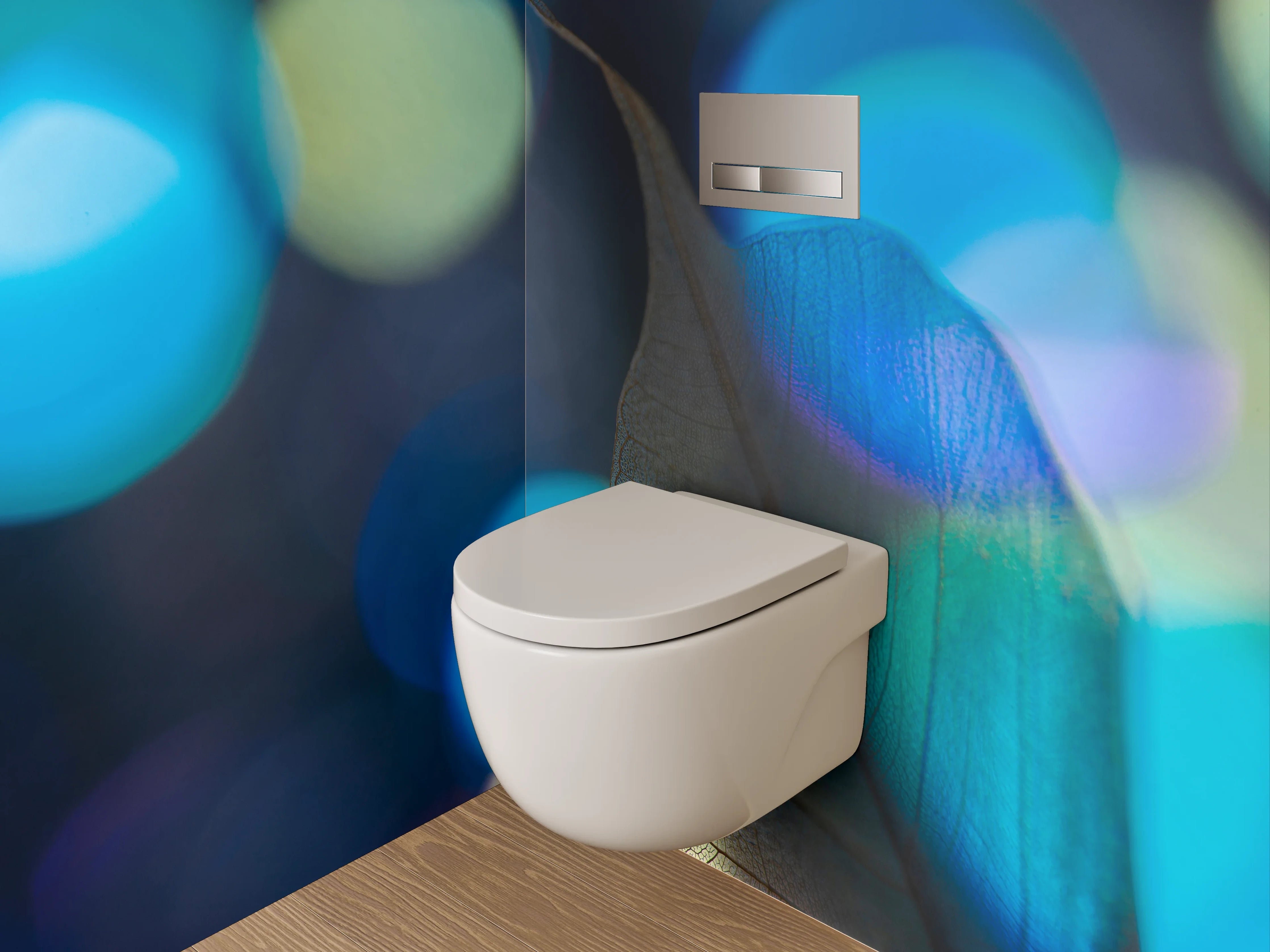 WC-Rückwand - Abstraktes Blatt mit blauen Lichtern
