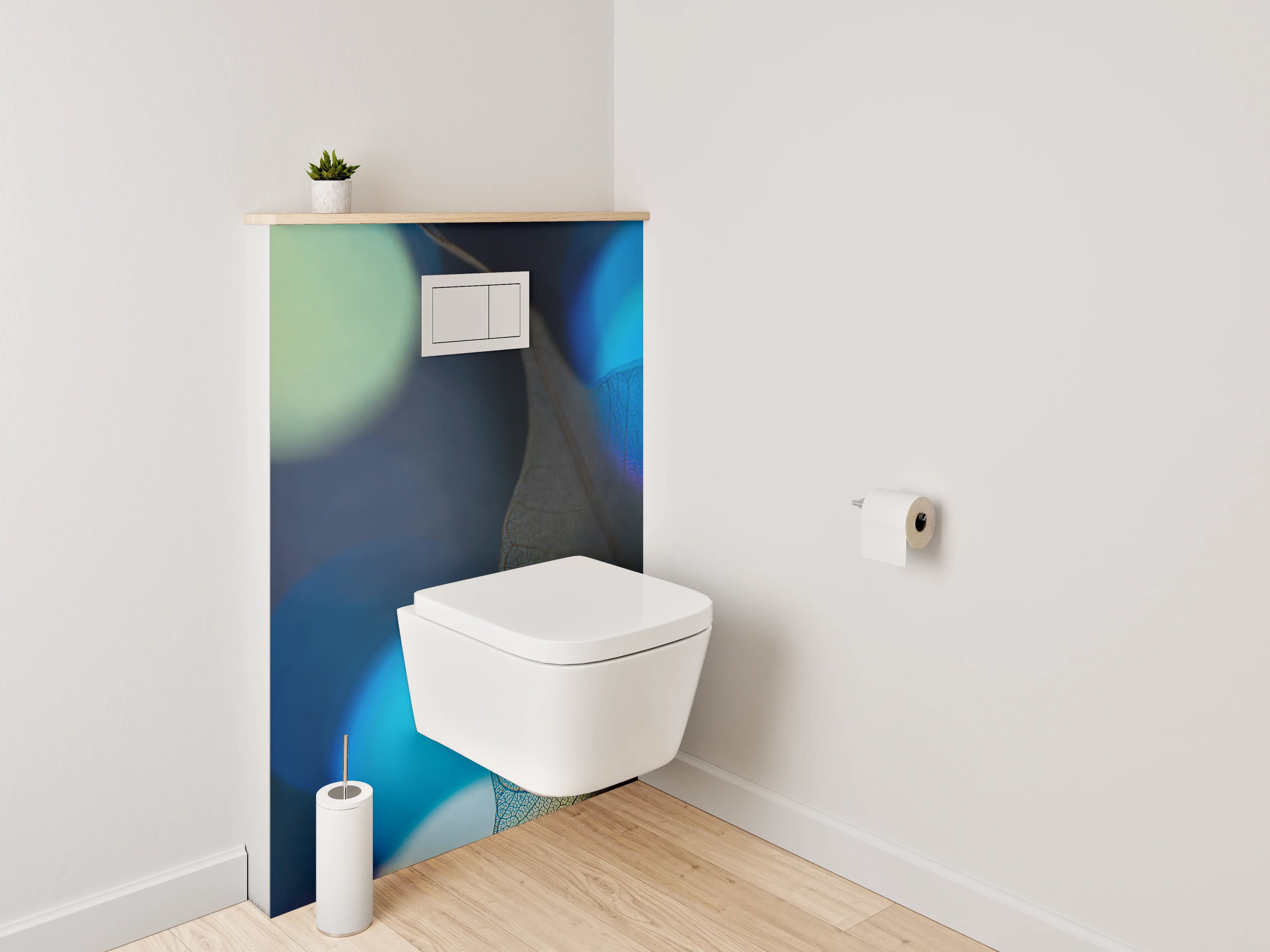 WC-Rückwand - Abstraktes Blatt mit blauen Lichtern