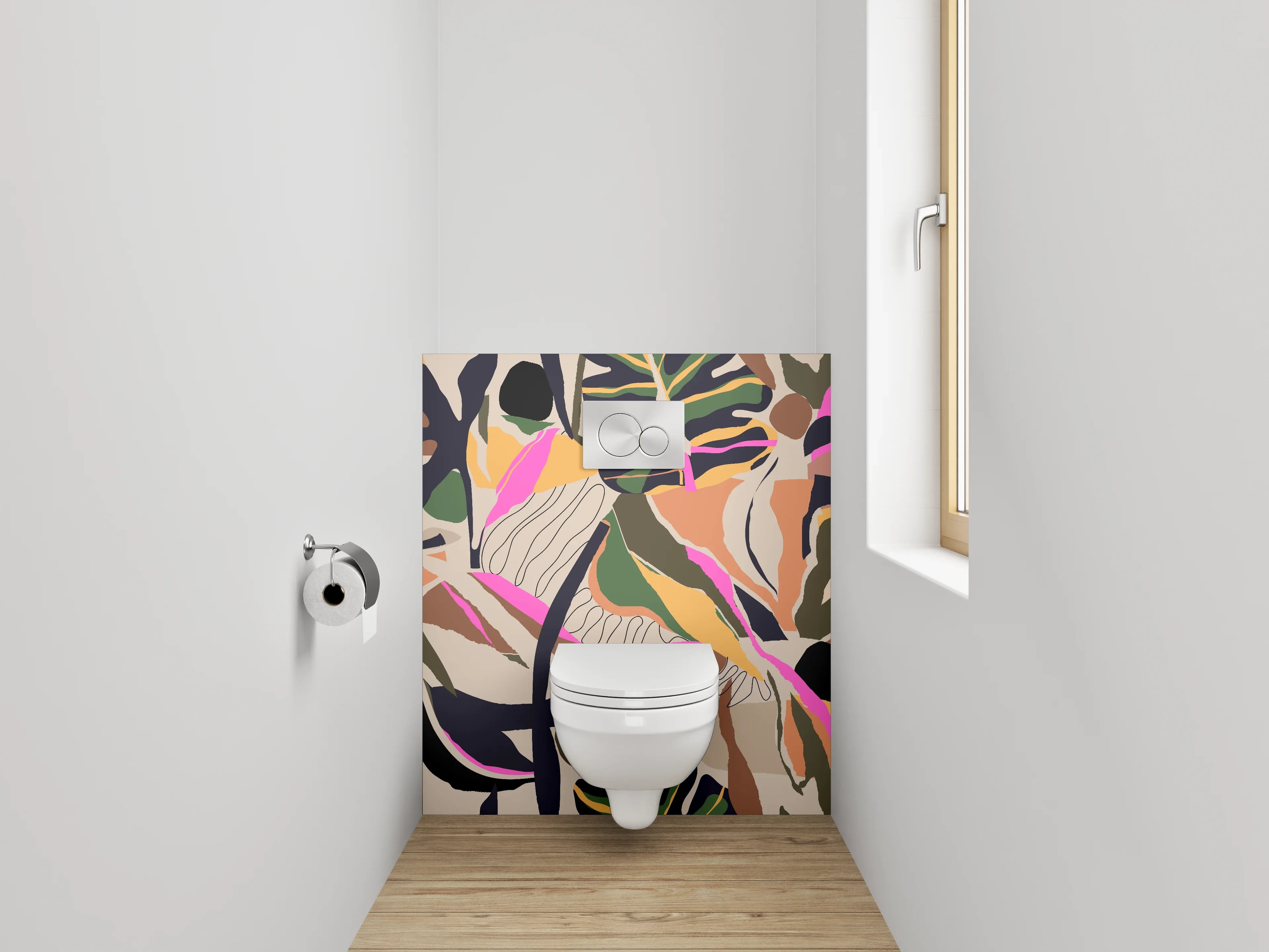 WC-Rückwand - Abstraktes Dschungel-Muster modern bunt