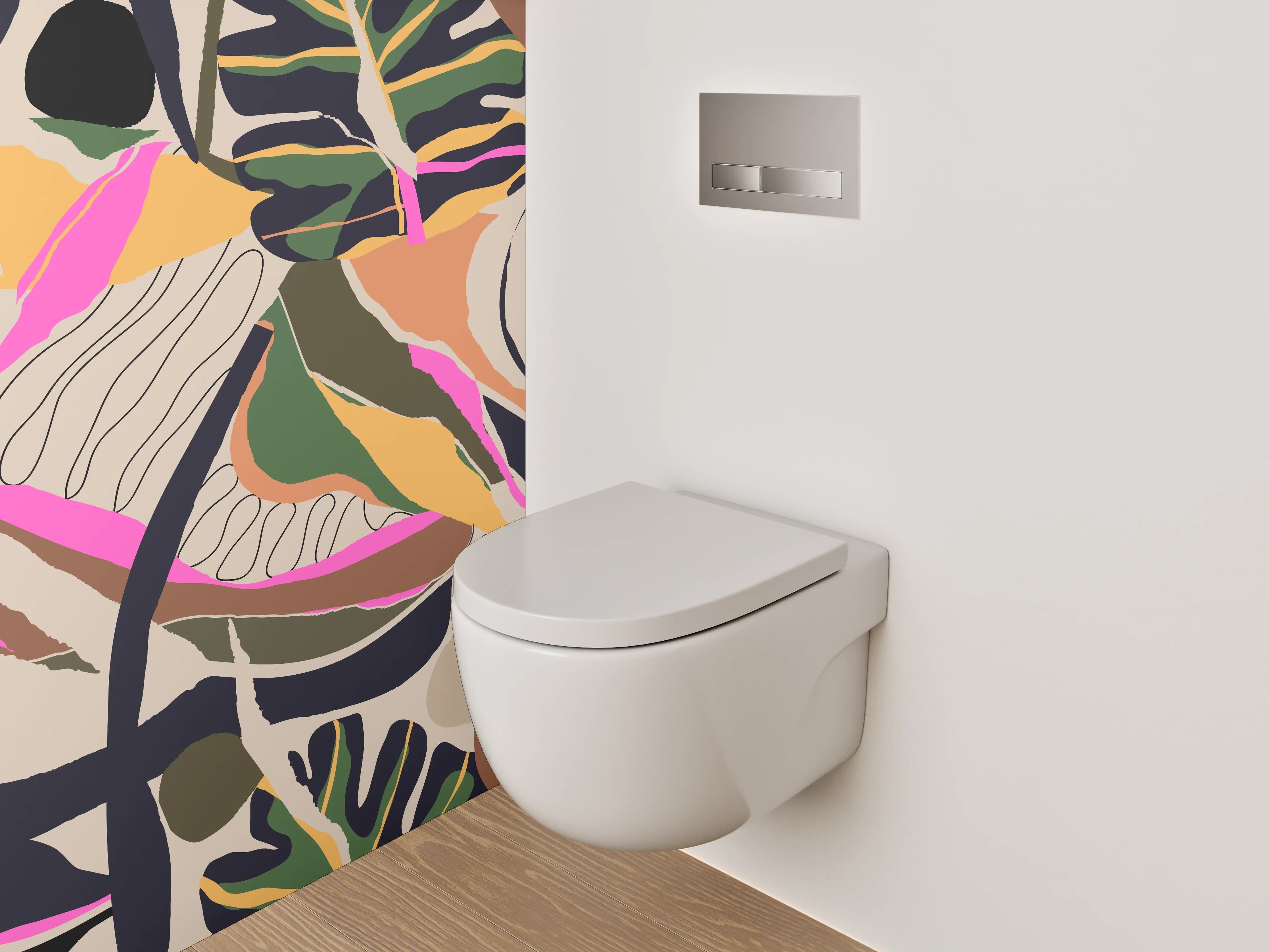 WC-Rückwand - Abstraktes Dschungel-Muster modern bunt