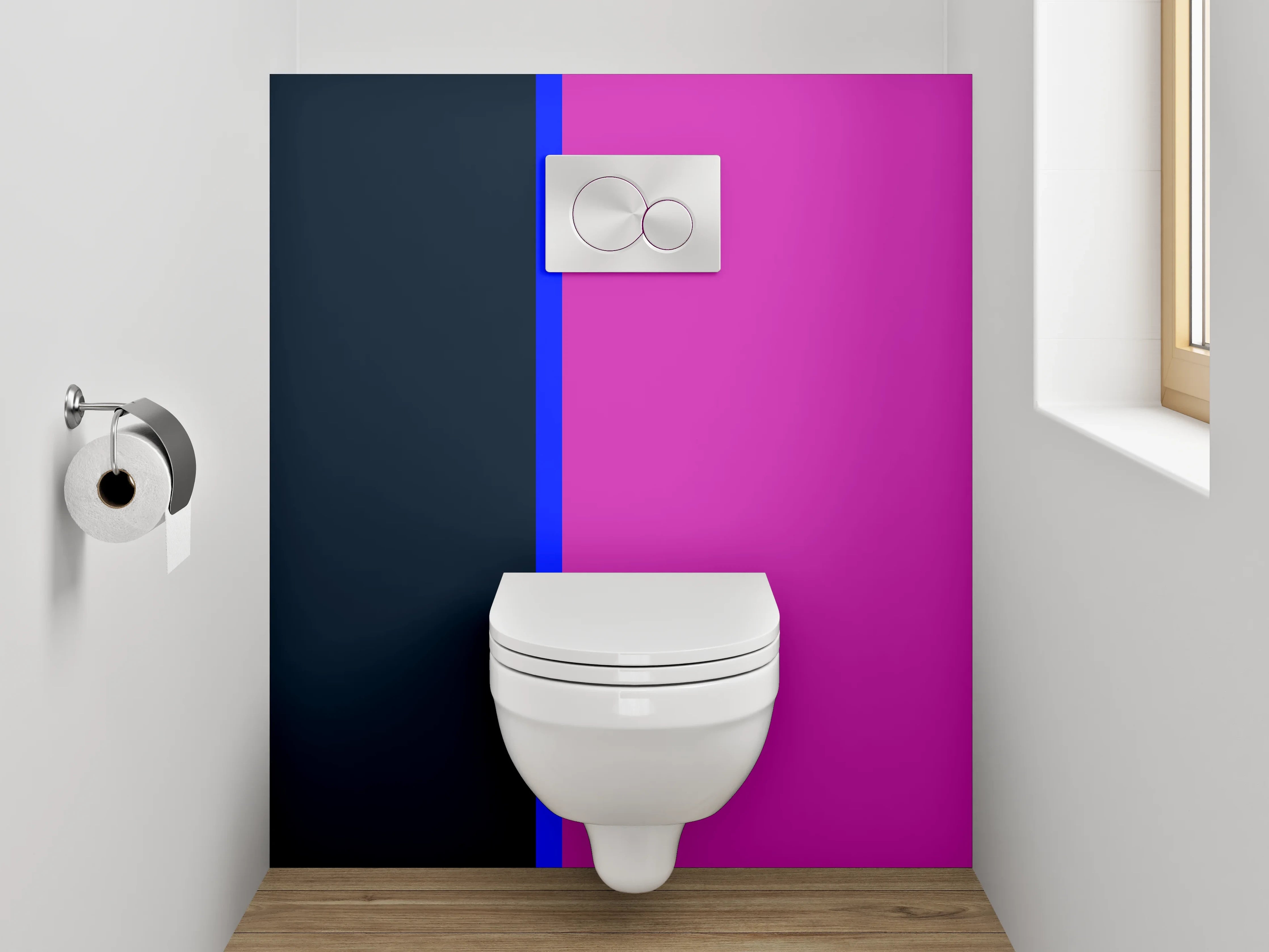WC-Rückwand - Abstraktes Farben-Duo: Pink und Anthrazit