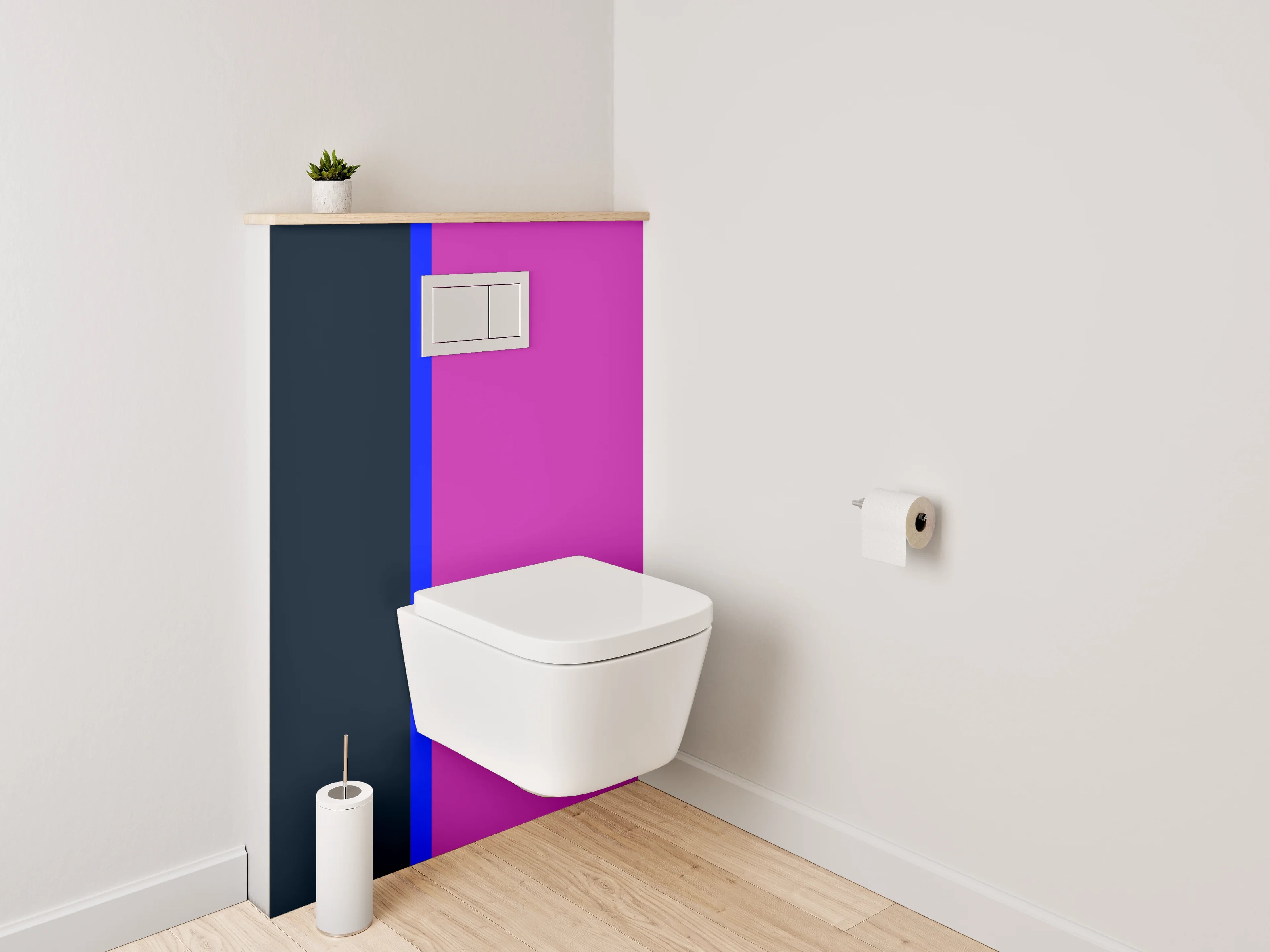 WC-Rückwand - Abstraktes Farben-Duo: Pink und Anthrazit