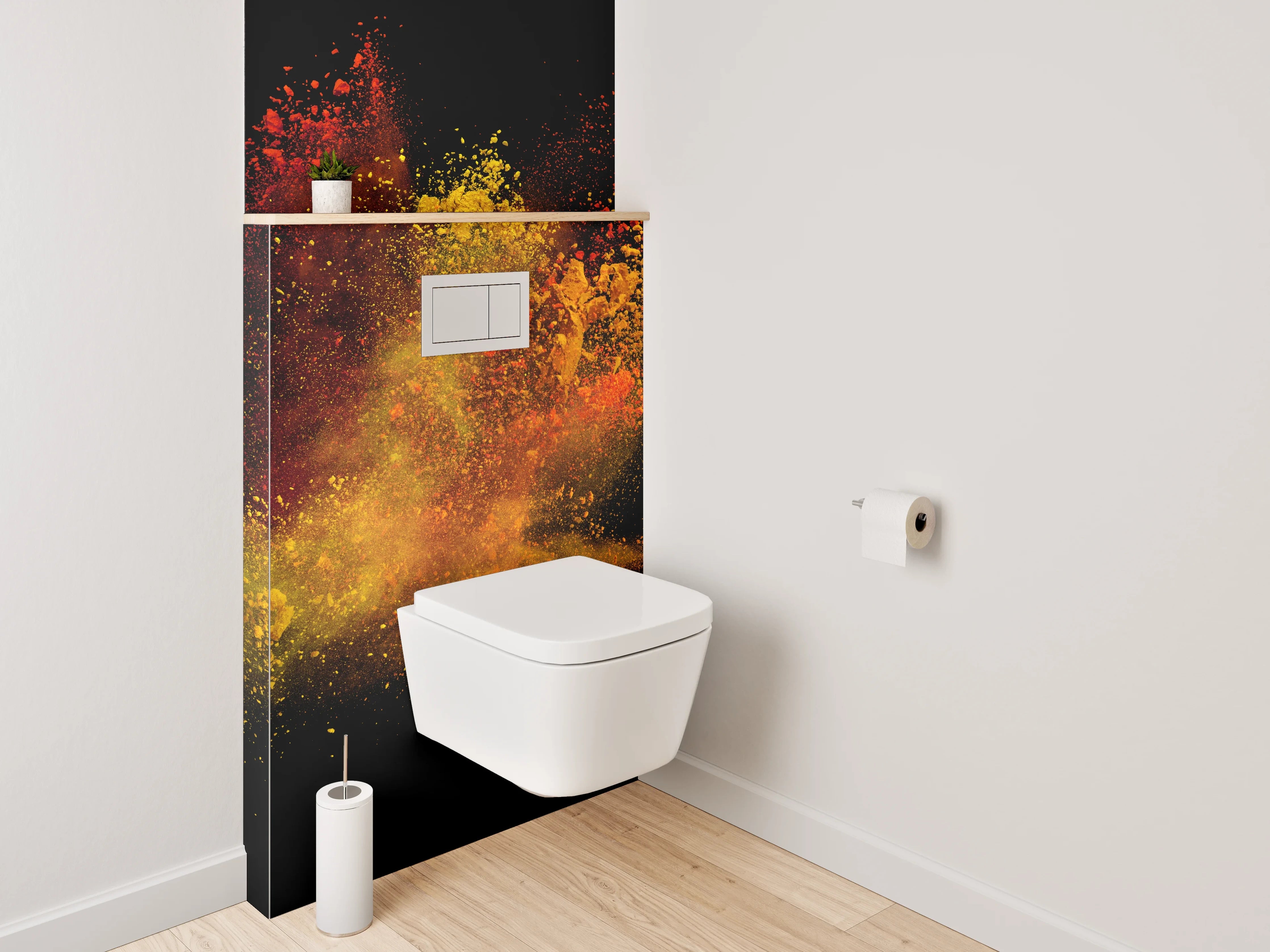 WC-Rückwand - Abstraktes Farbenspiel – Pulver-Explosion Kunst