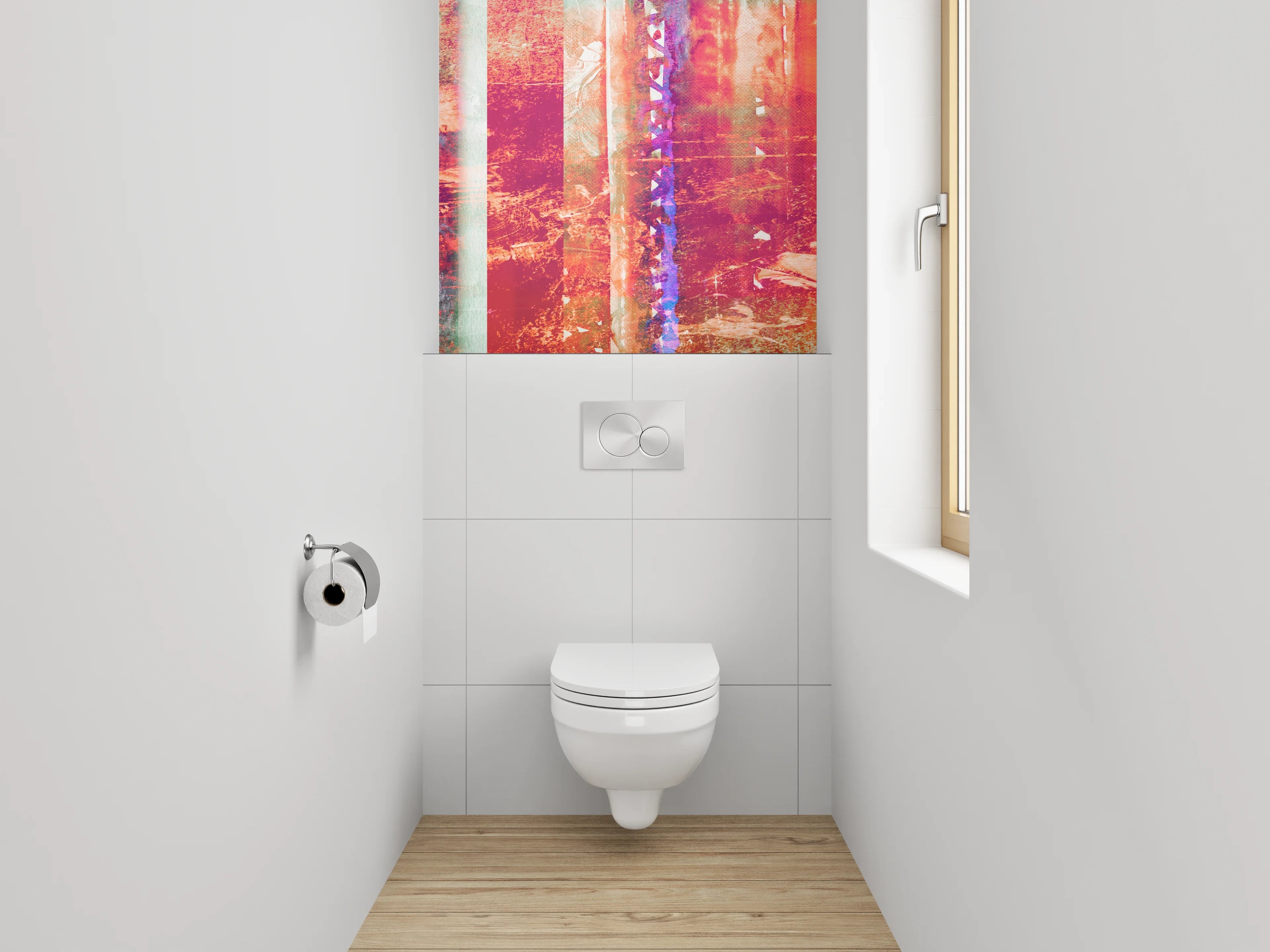 WC-Rückwand - Abstraktes Farbenspiel für Dein Bad