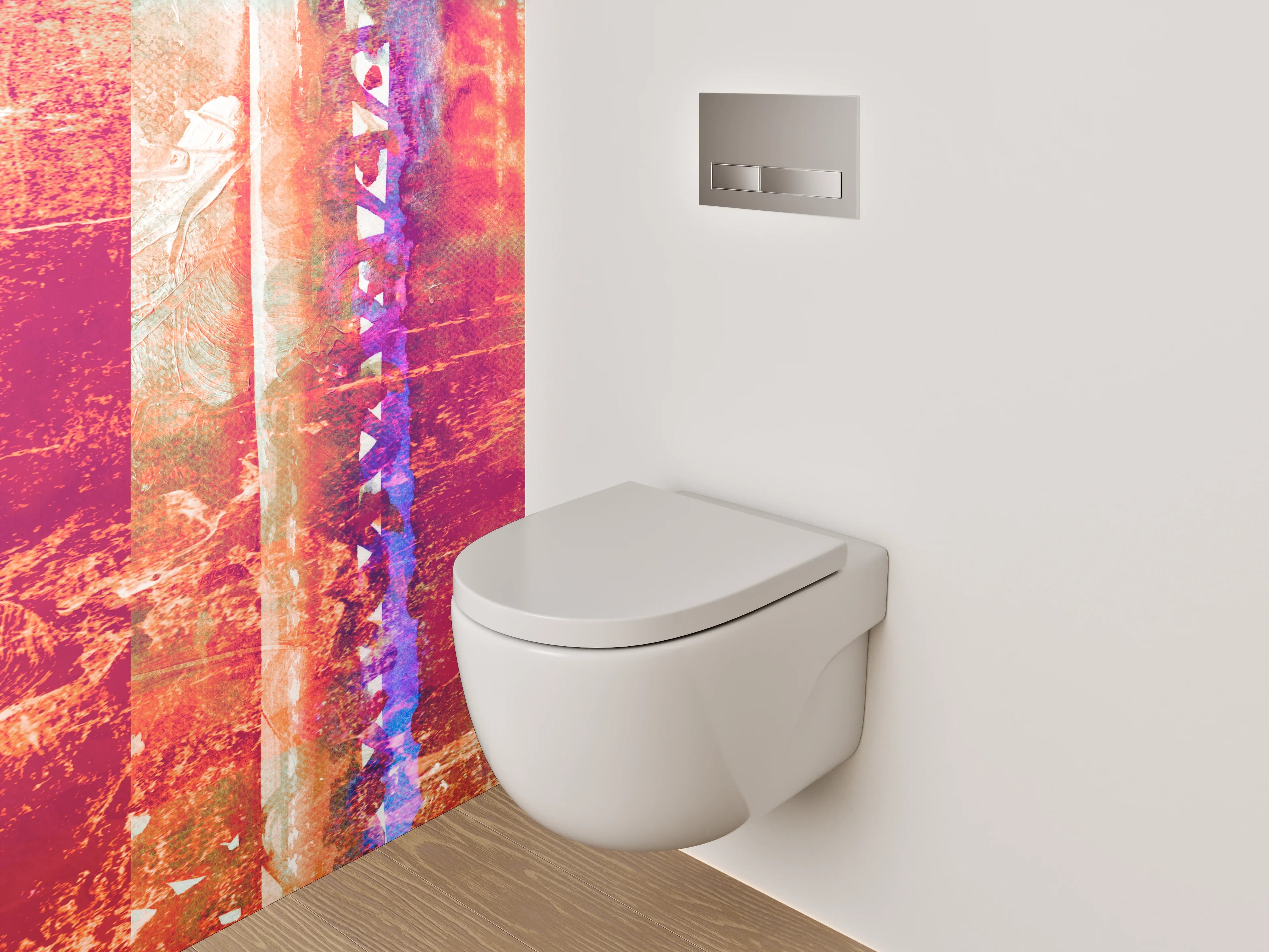 WC-Rückwand - Abstraktes Farbenspiel für Dein Bad