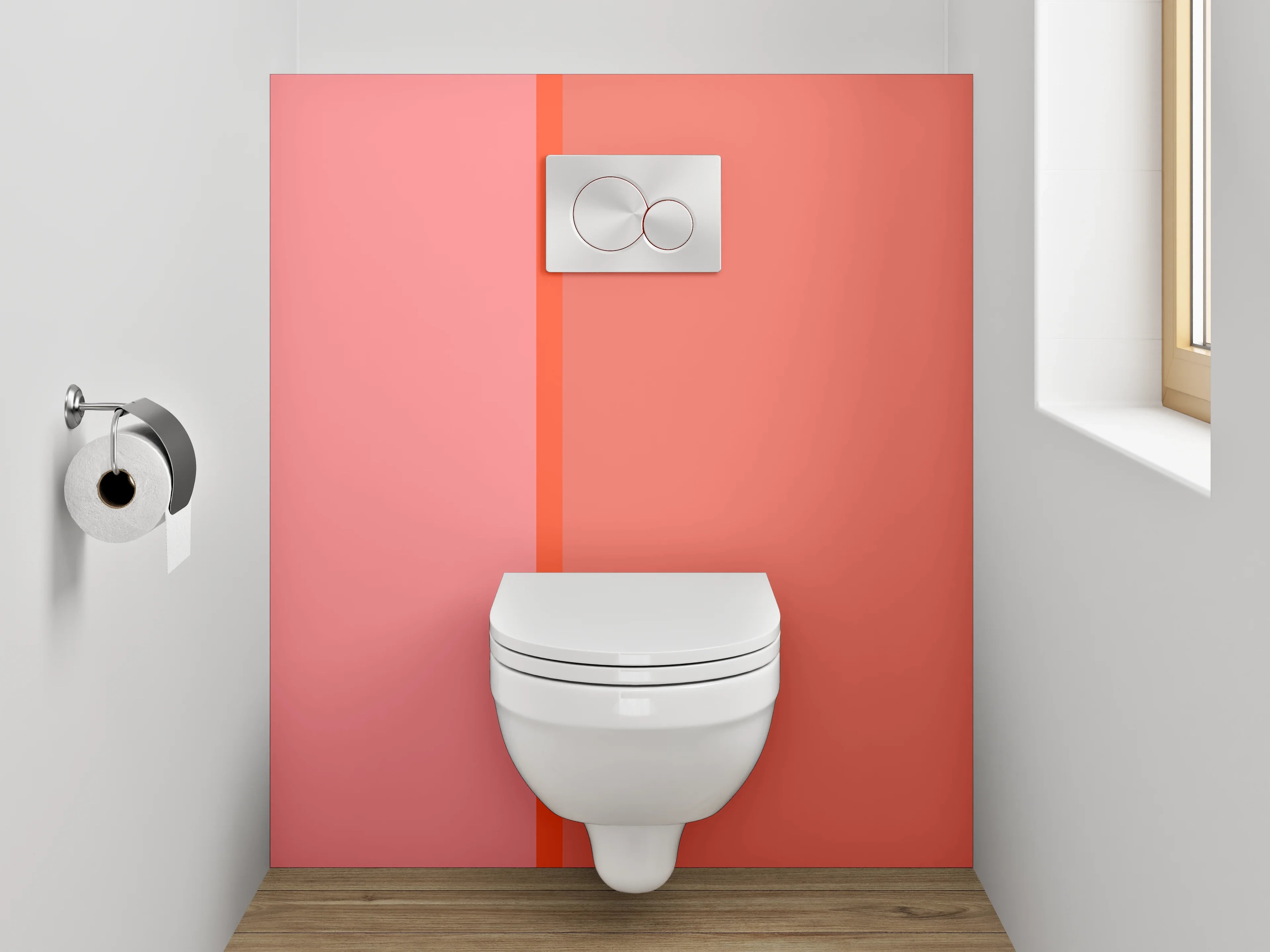 WC-Rückwand - Abstraktes Farbflächen Design Rot-Rosa