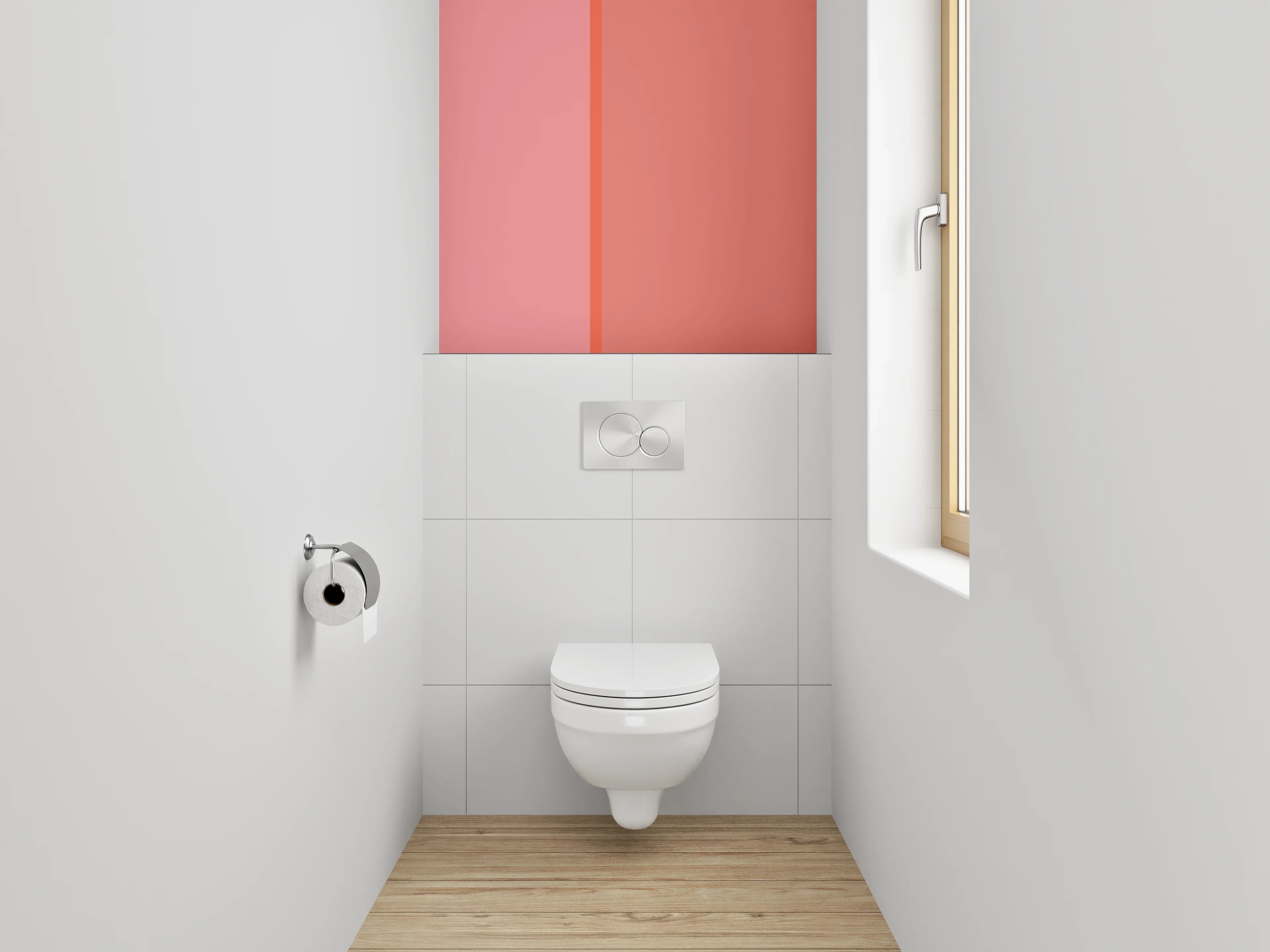 WC-Rückwand - Abstraktes Farbflächen Design Rot-Rosa