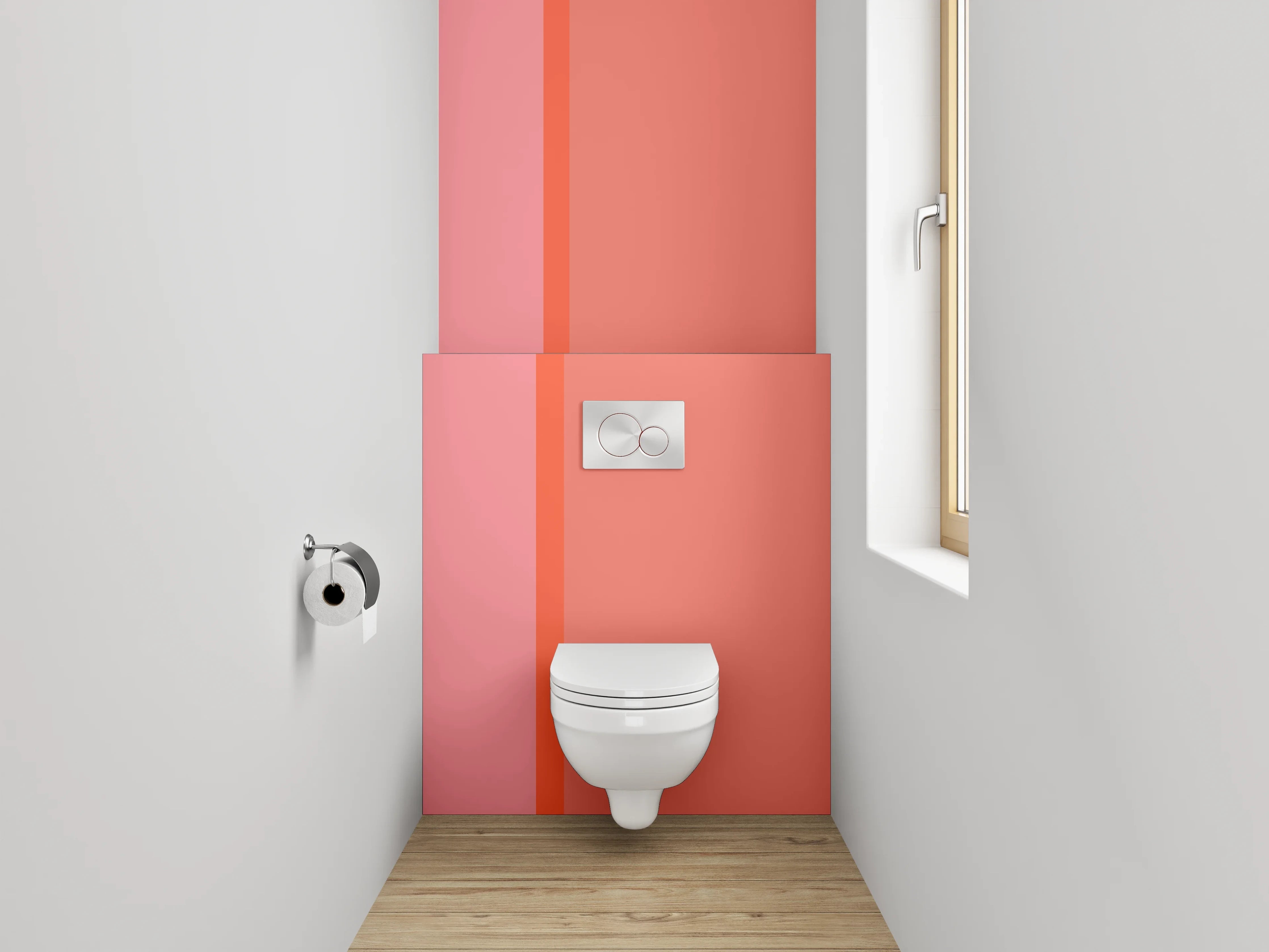 WC-Rückwand - Abstraktes Farbflächen Design Rot-Rosa