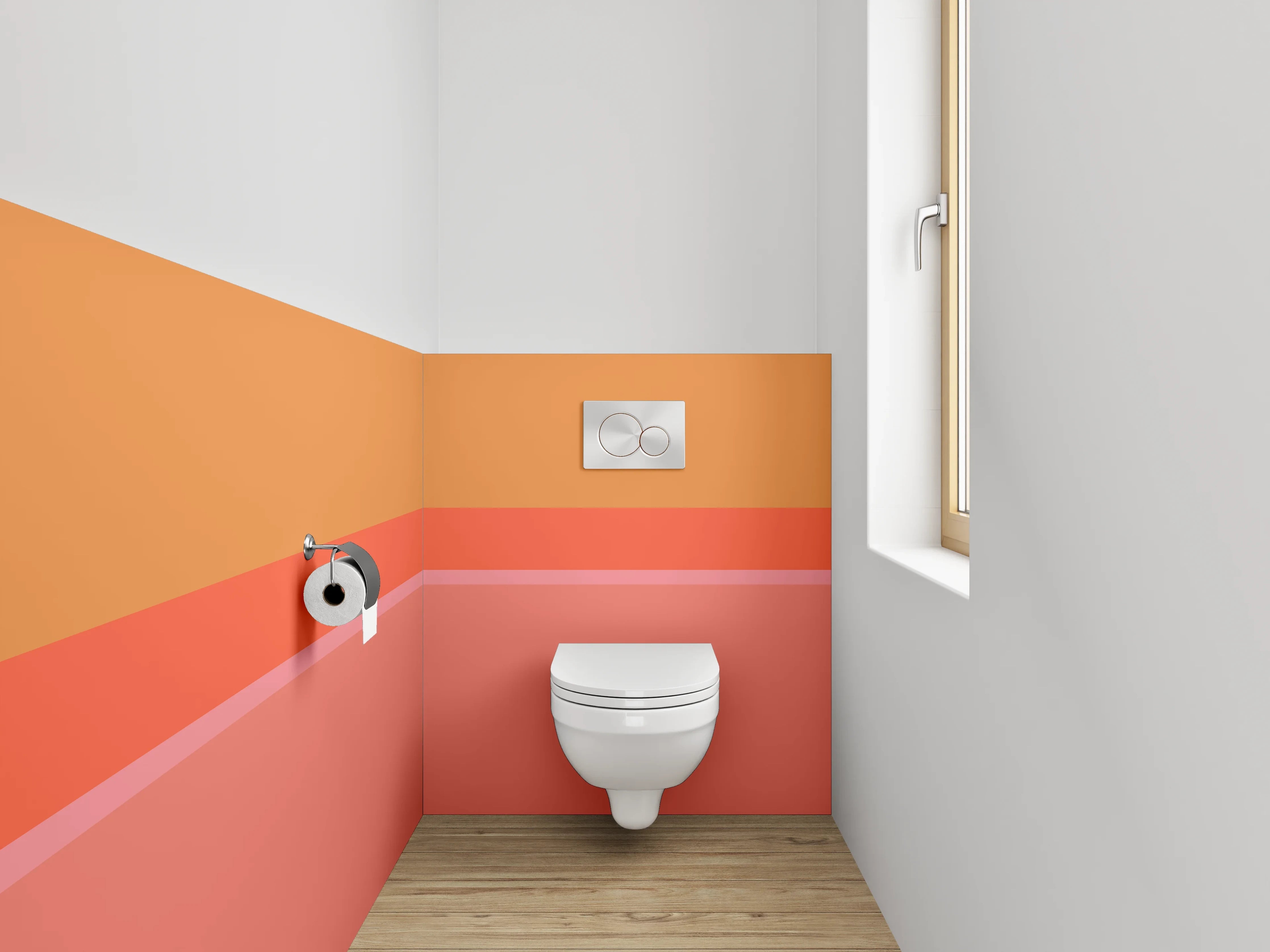WC-Rückwand - Abstraktes Farbspiel Orange Pink Rot