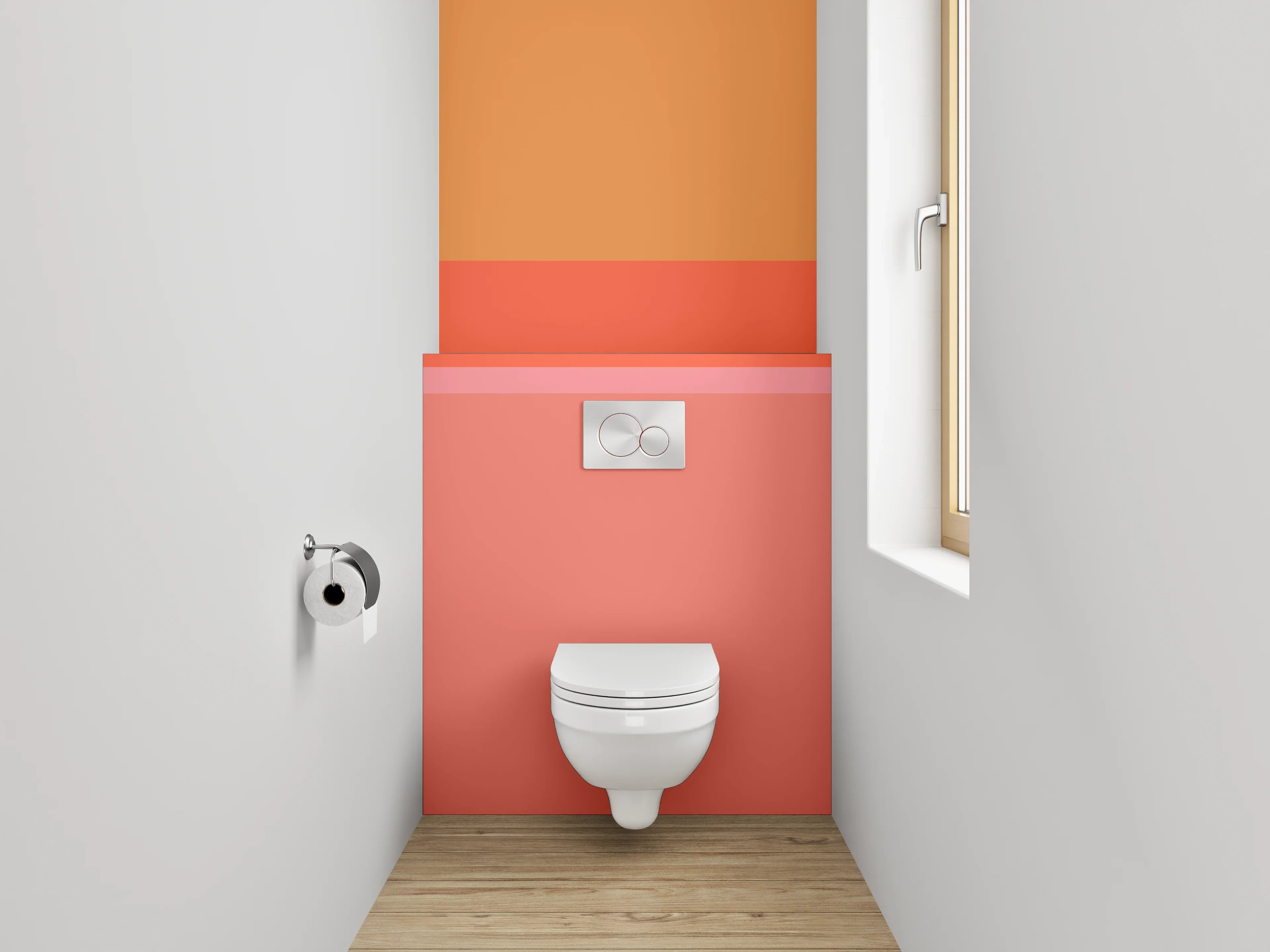 WC-Rückwand - Abstraktes Farbspiel Orange Pink Rot