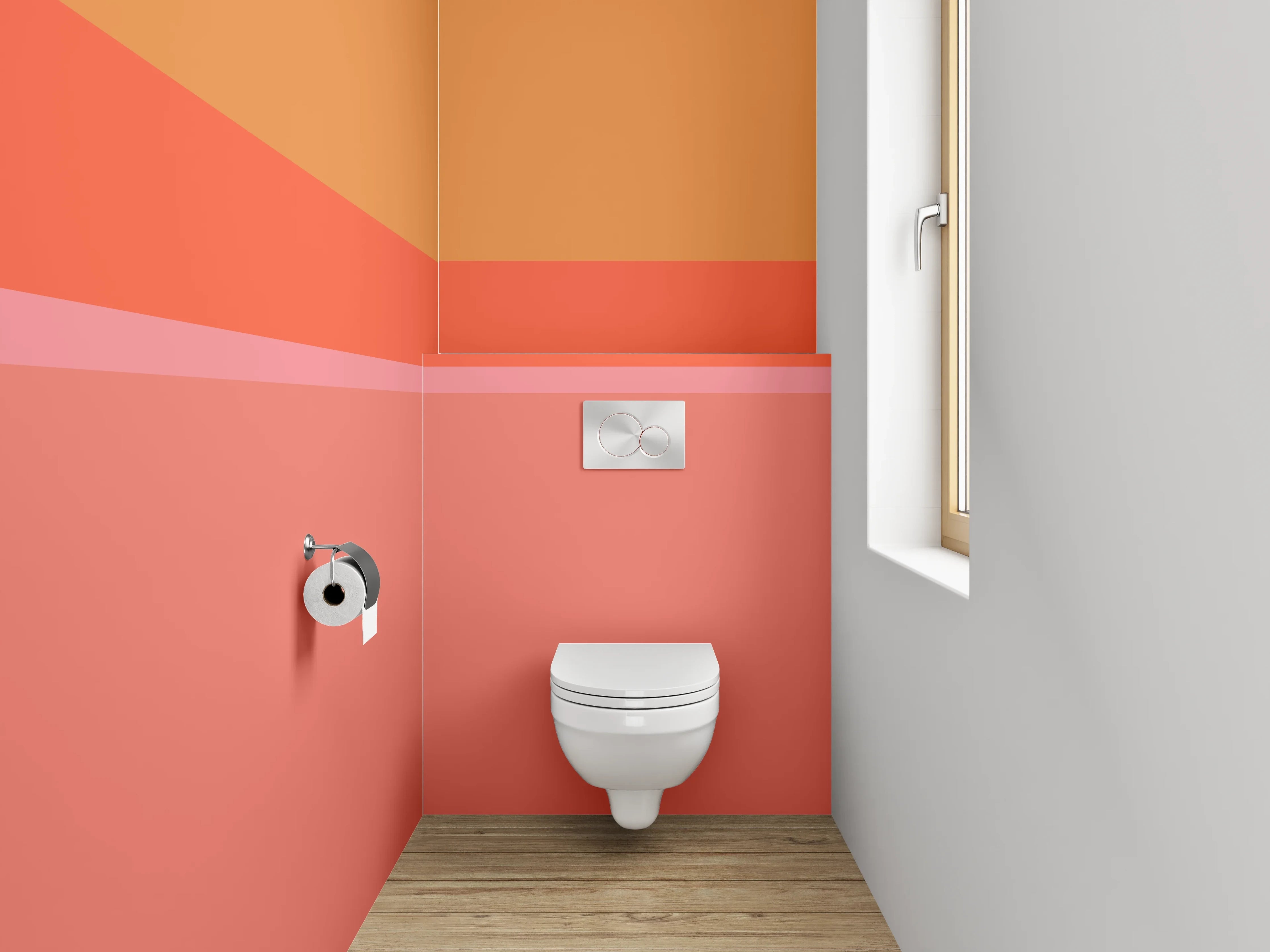WC-Rückwand - Abstraktes Farbspiel Orange Pink Rot