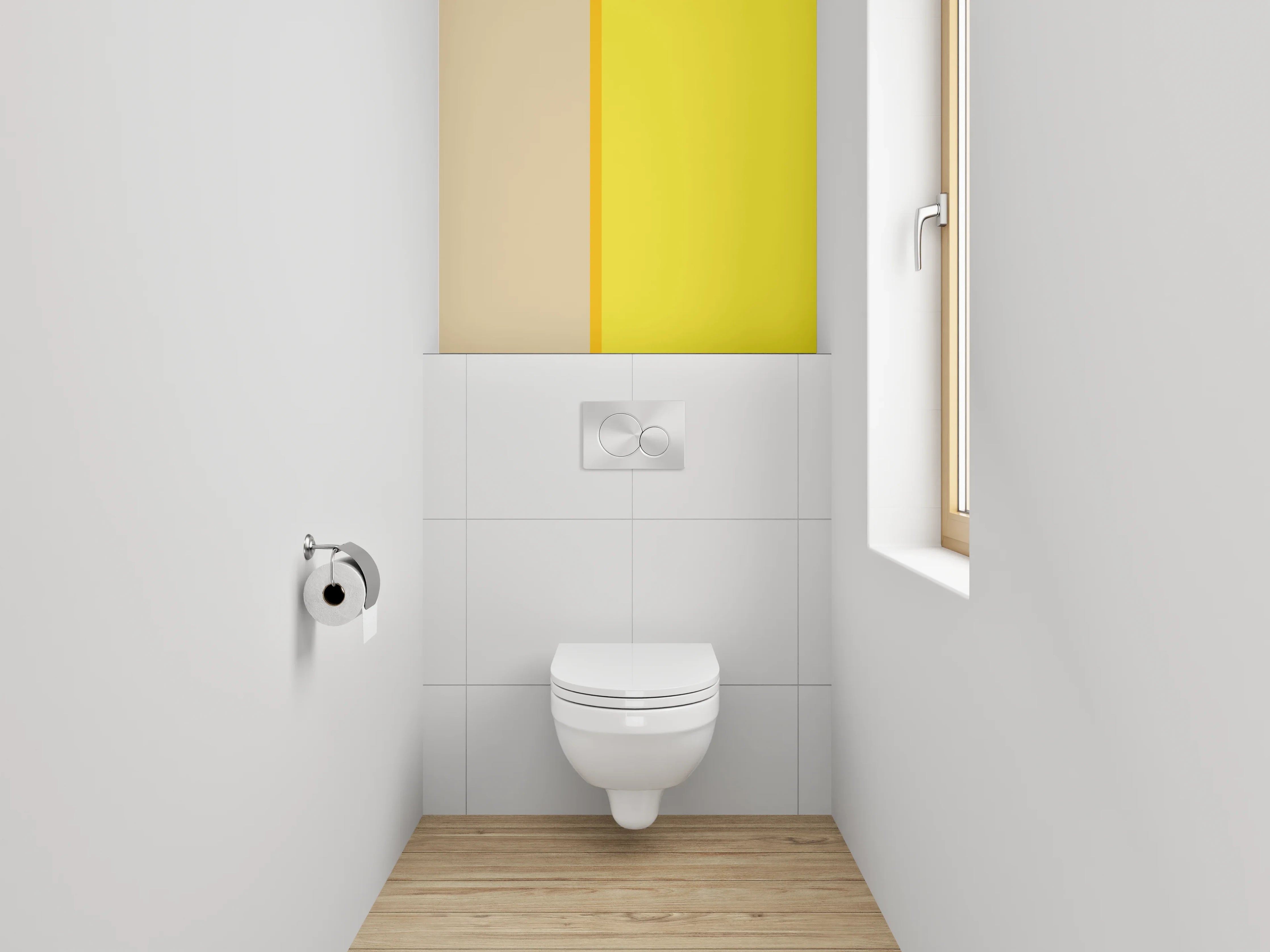 WC-Rückwand - Abstraktes Gelb-Beige Farbfeld Design