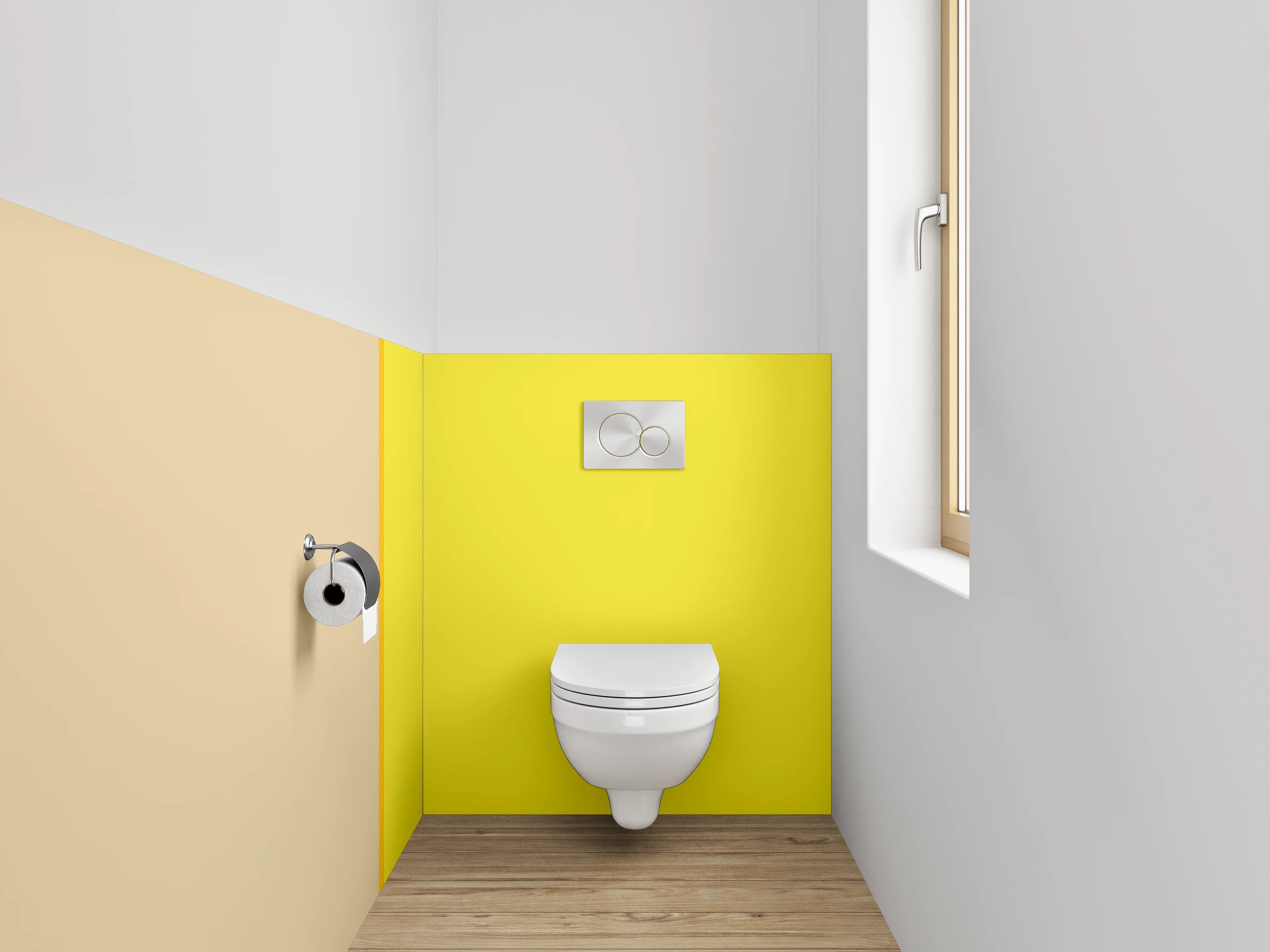 WC-Rückwand - Abstraktes Gelb-Beige Farbfeld Design