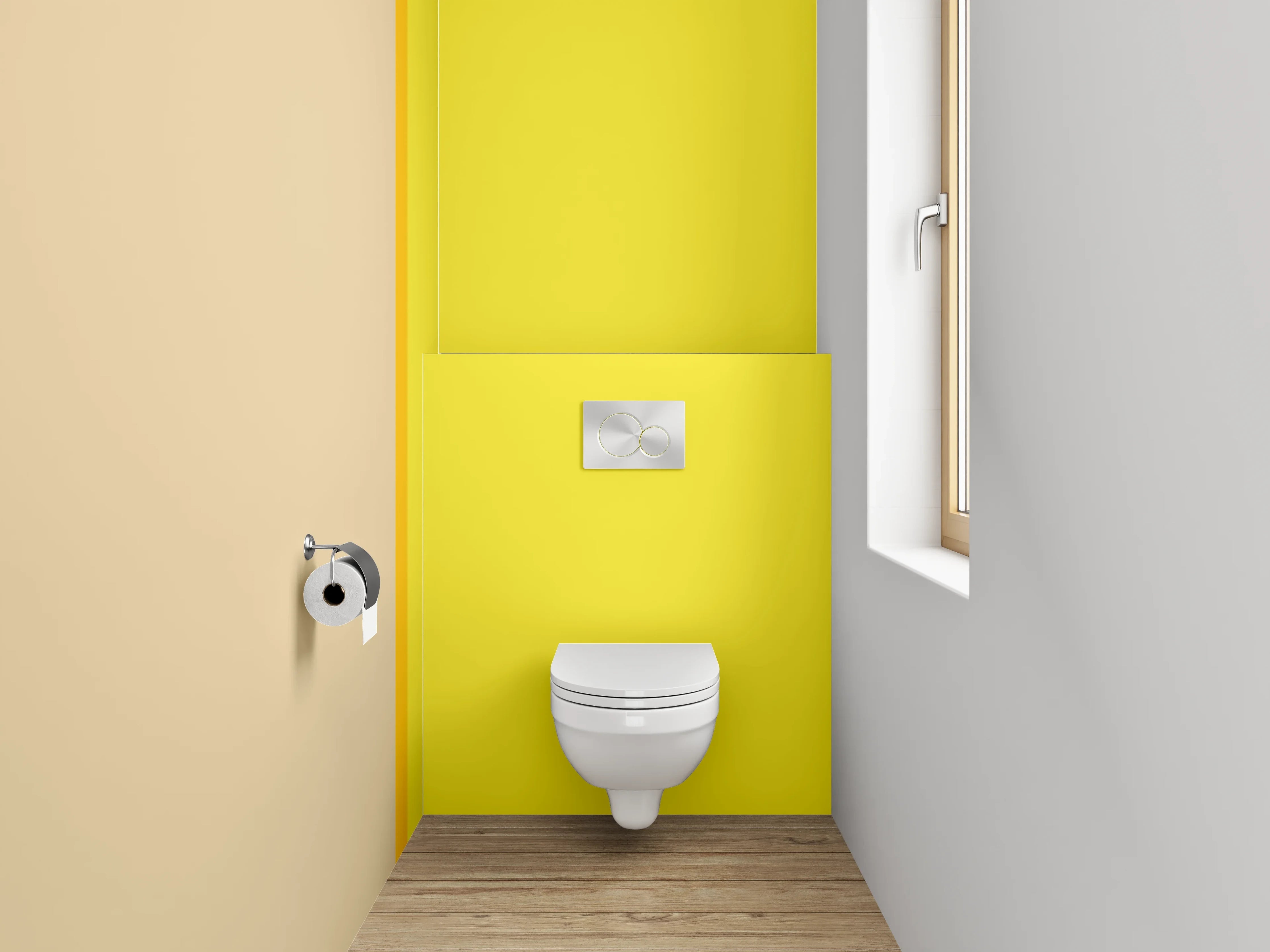 WC-Rückwand - Abstraktes Gelb-Beige Farbfeld Design