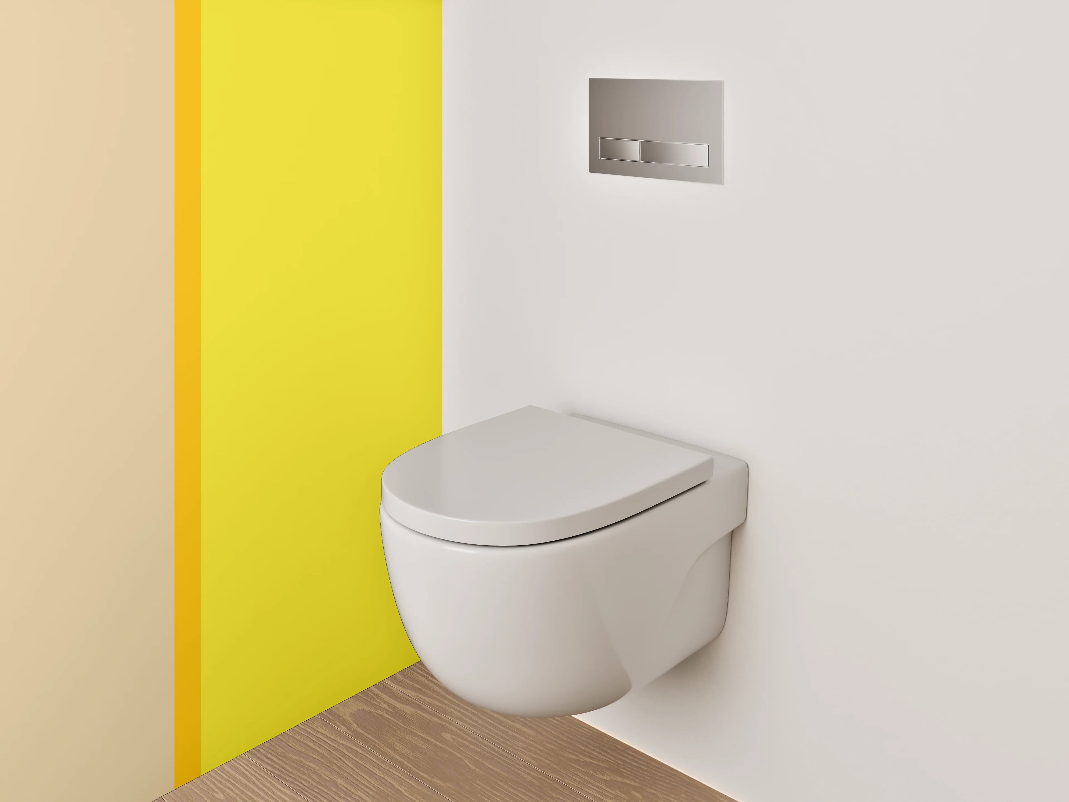 WC-Rückwand - Abstraktes Gelb-Beige Farbfeld Design