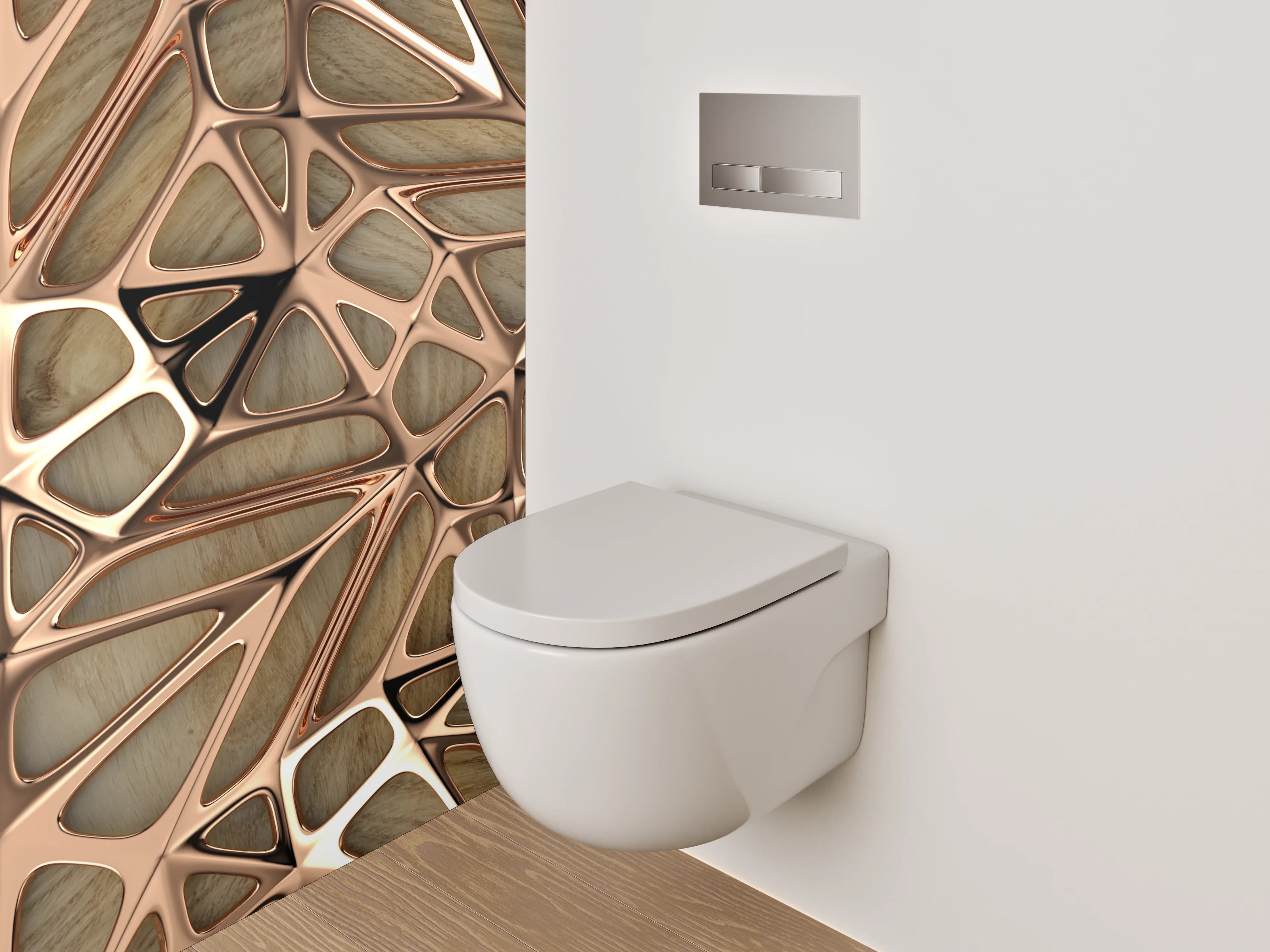 WC-Rückwand - Abstraktes Holz-Mosaik Braun Beige