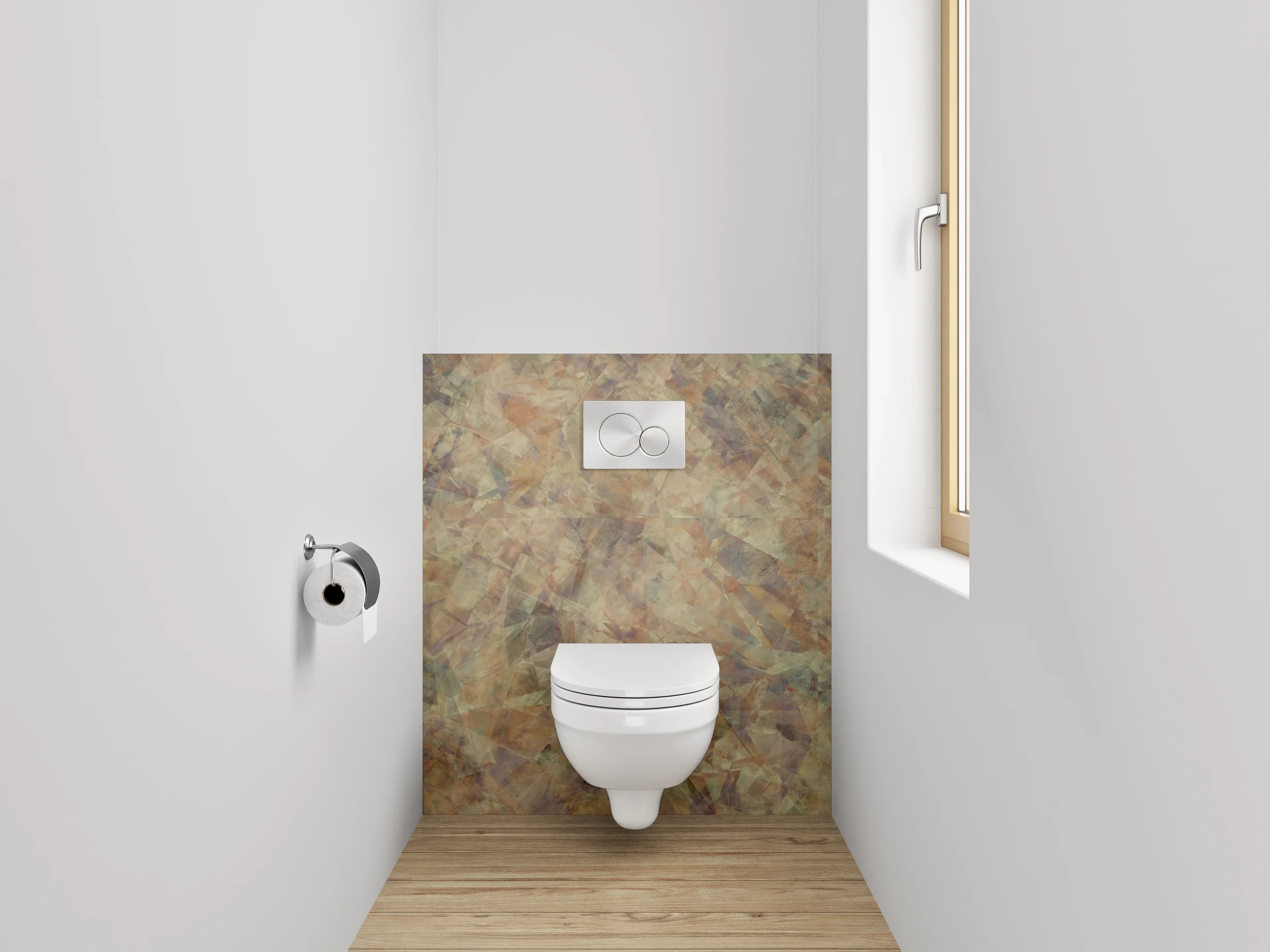 WC-Rückwand - Abstraktes Marmor-Design in Erdtönen