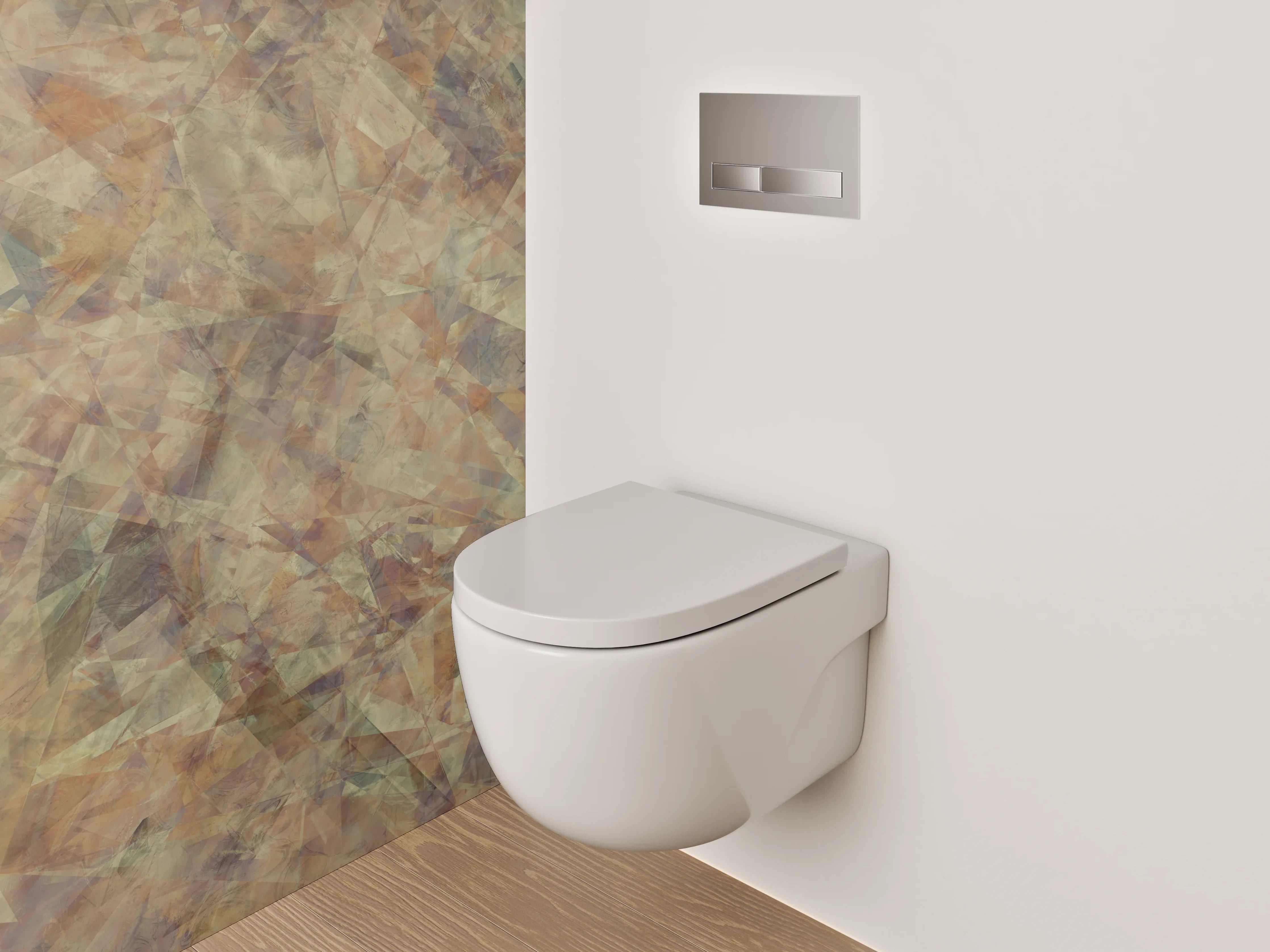 WC-Rückwand - Abstraktes Marmor-Design in Erdtönen