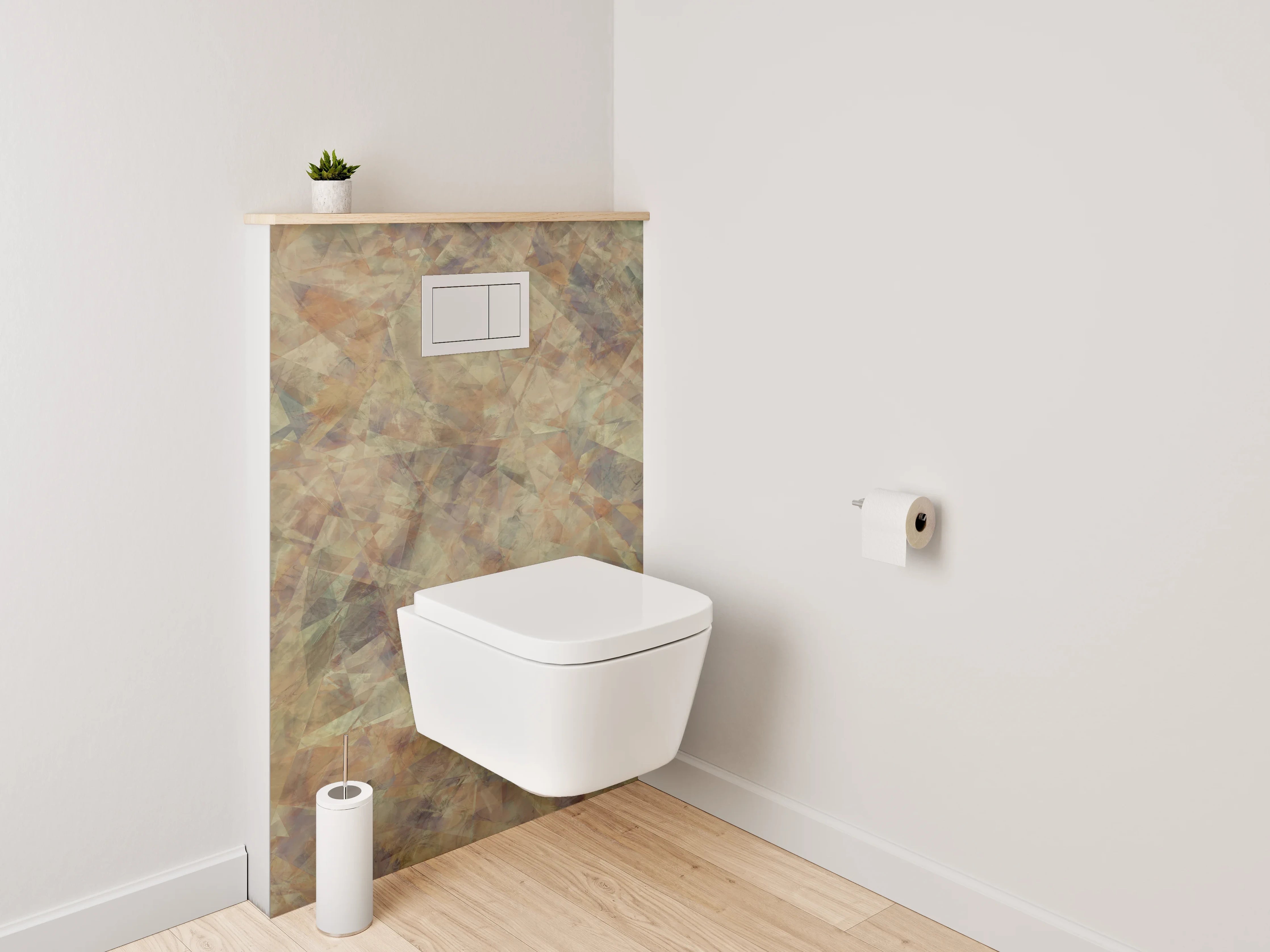 WC-Rückwand - Abstraktes Marmor-Design in Erdtönen