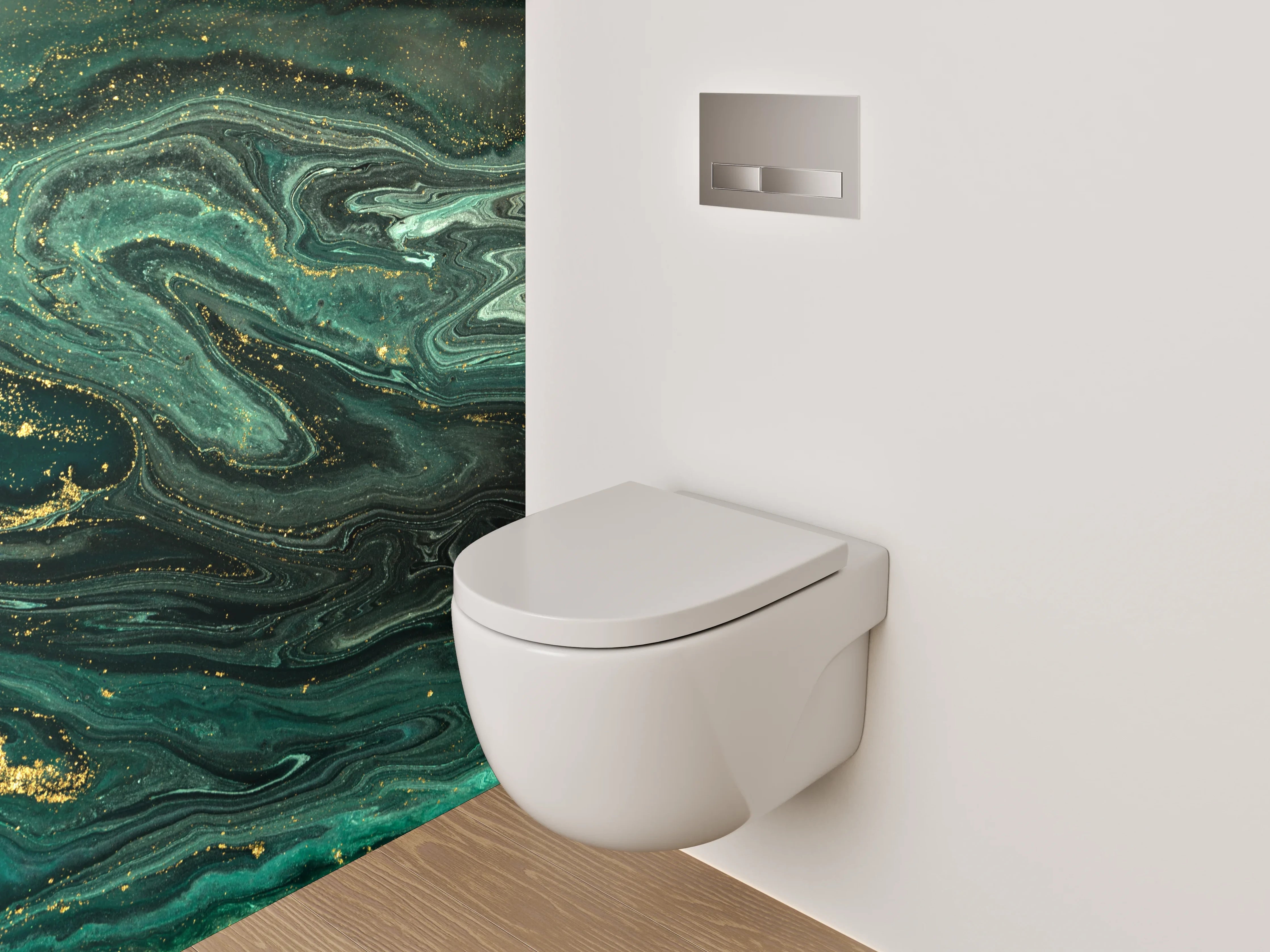 WC-Rückwand - Abstraktes Marmor-Gold Kunstwerk