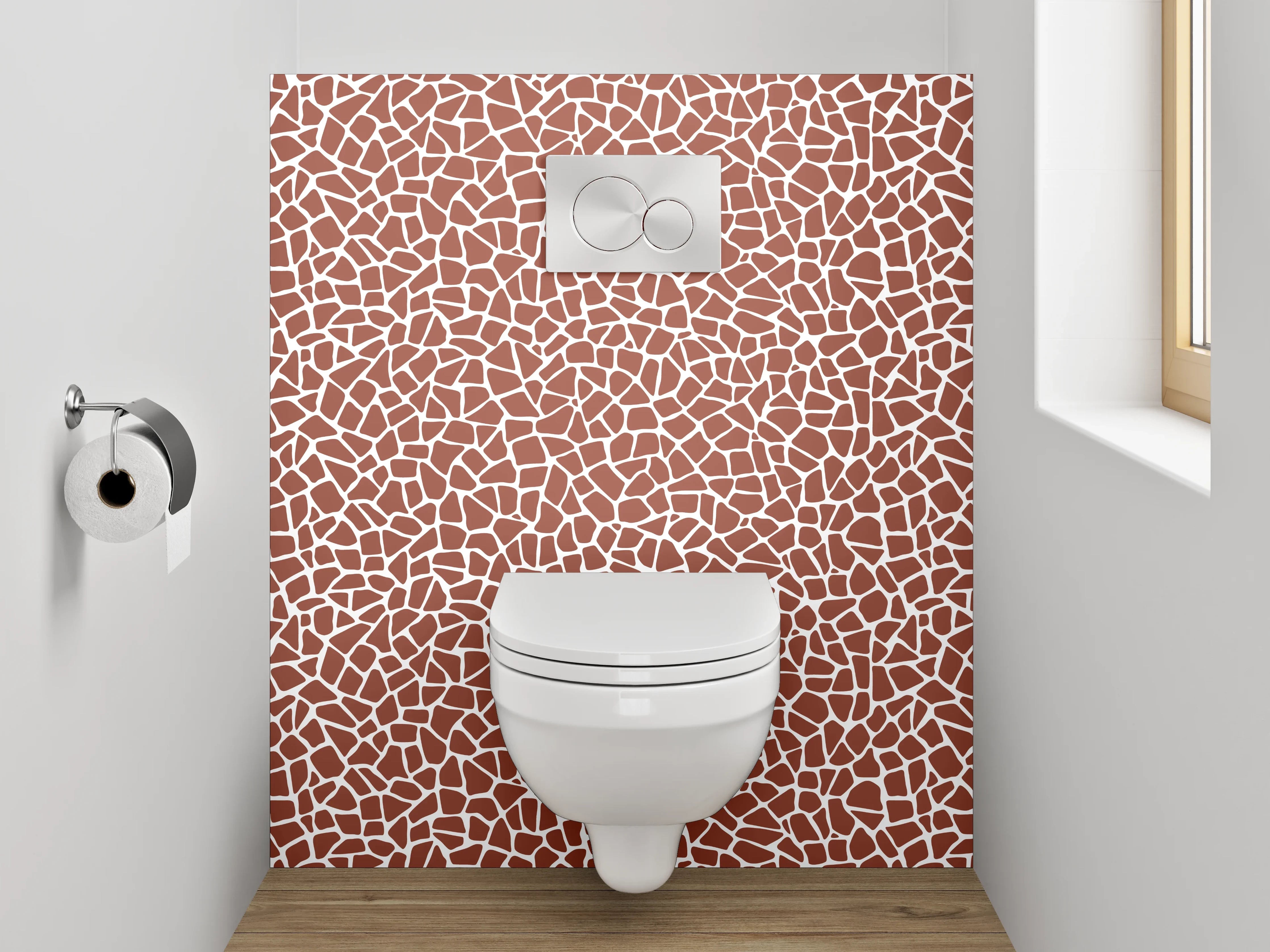 WC-Rückwand - Abstraktes Mosaik Design Braun Weiß