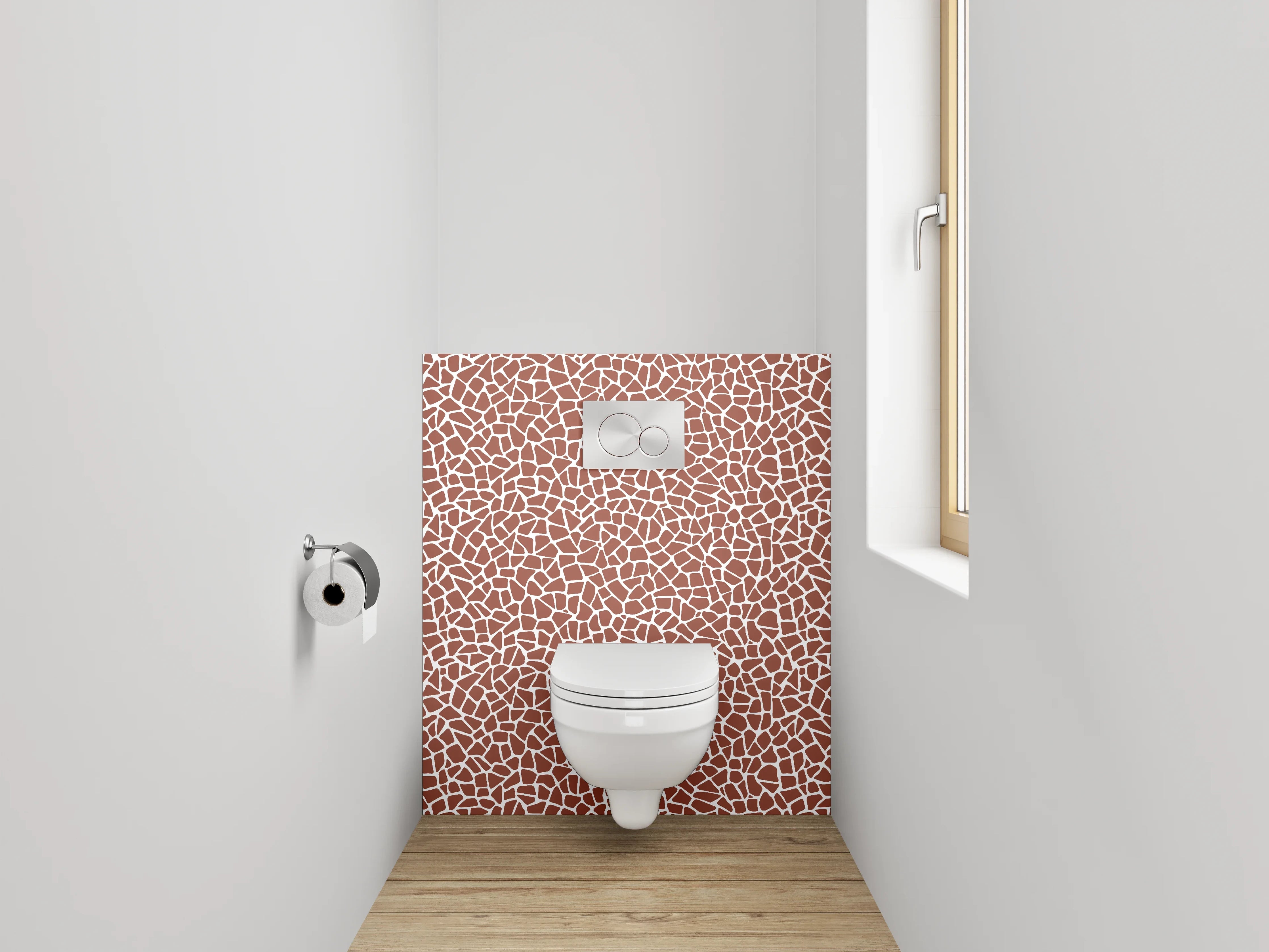 WC-Rückwand - Abstraktes Mosaik Design Braun Weiß