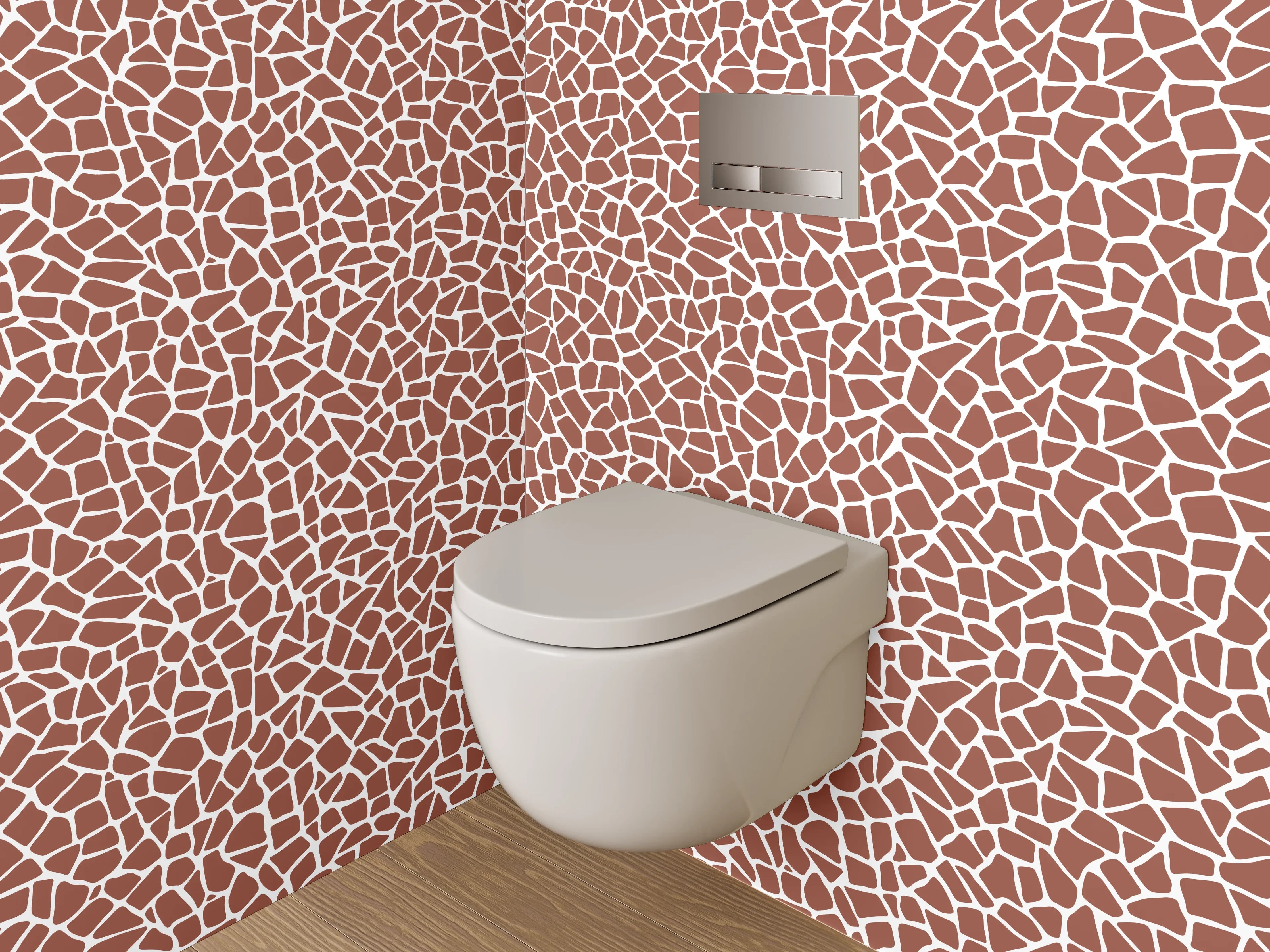 WC-Rückwand - Abstraktes Mosaik Design Braun Weiß