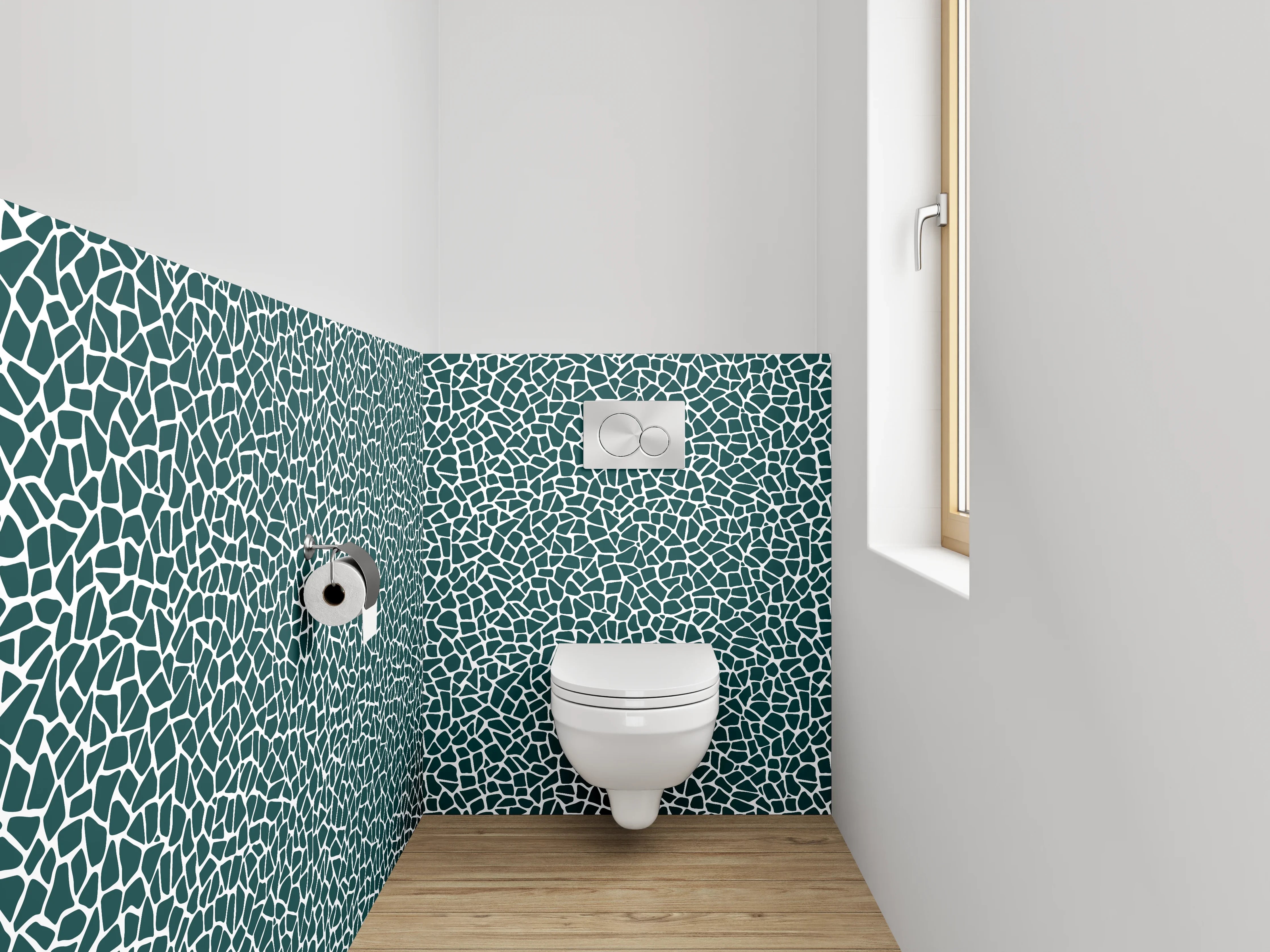 WC-Rückwand - Abstraktes Mosaik Muster grün weiß