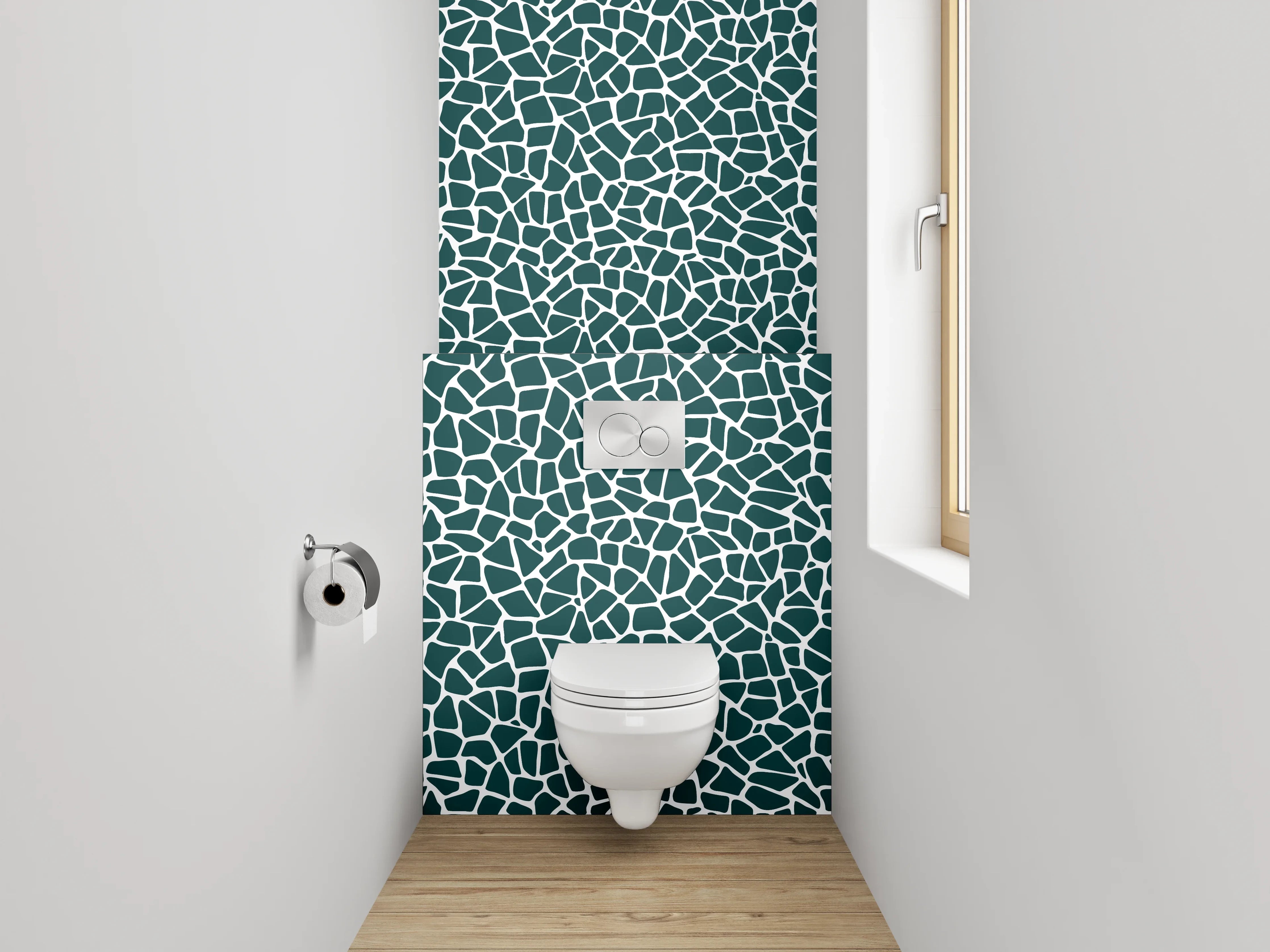 WC-Rückwand - Abstraktes Mosaik Muster grün weiß
