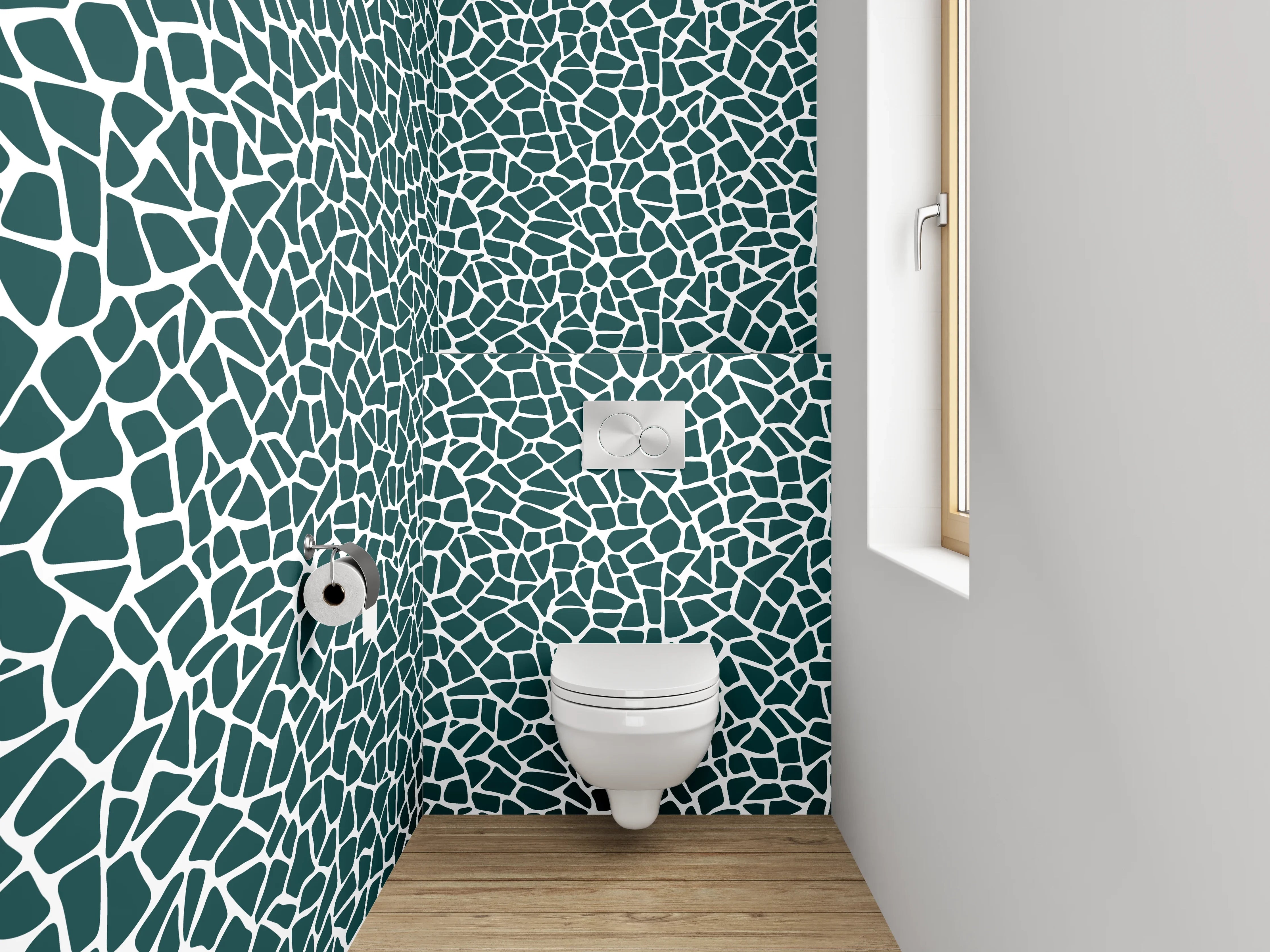 WC-Rückwand - Abstraktes Mosaik Muster grün weiß