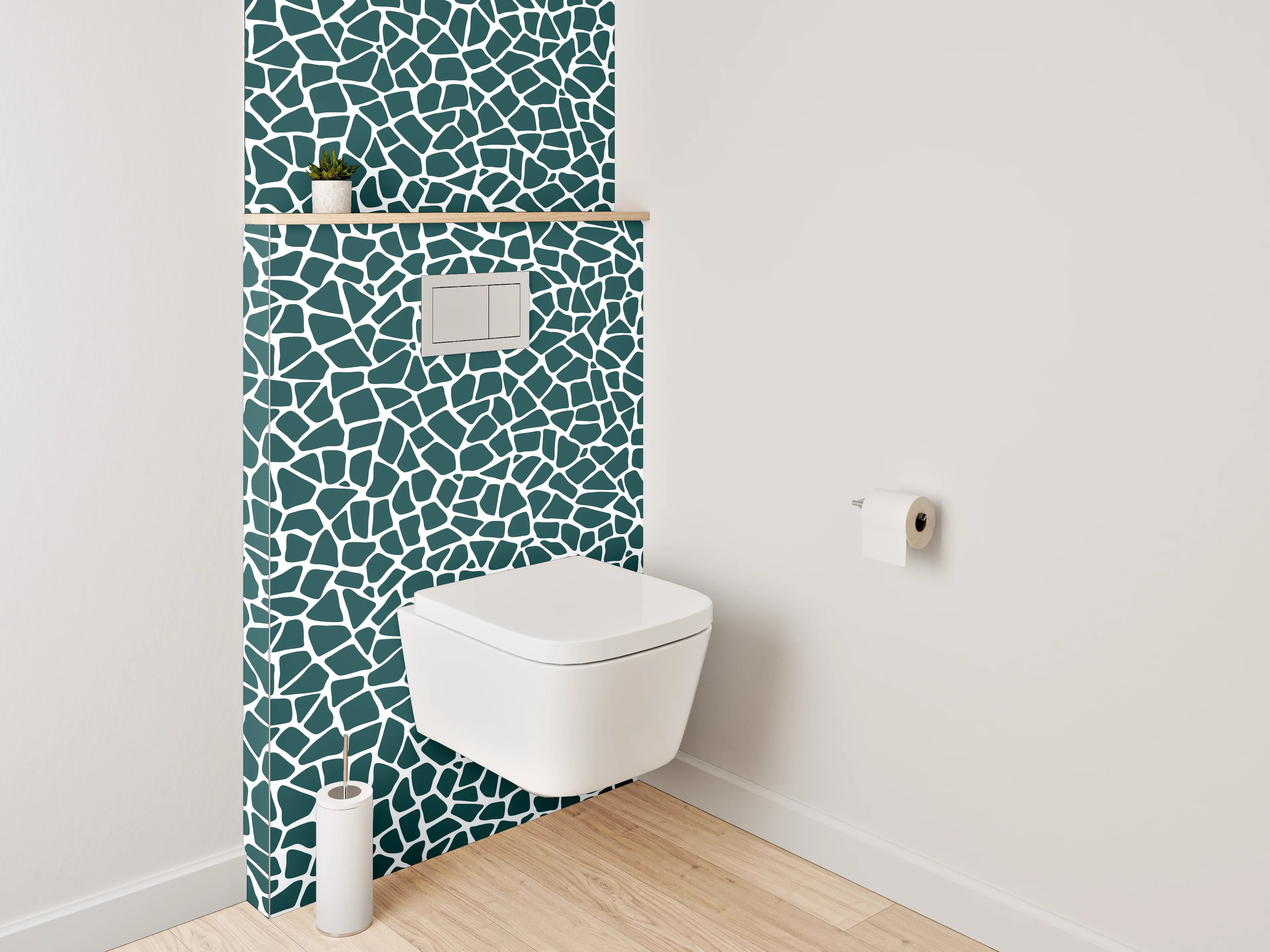 WC-Rückwand - Abstraktes Mosaik Muster grün weiß