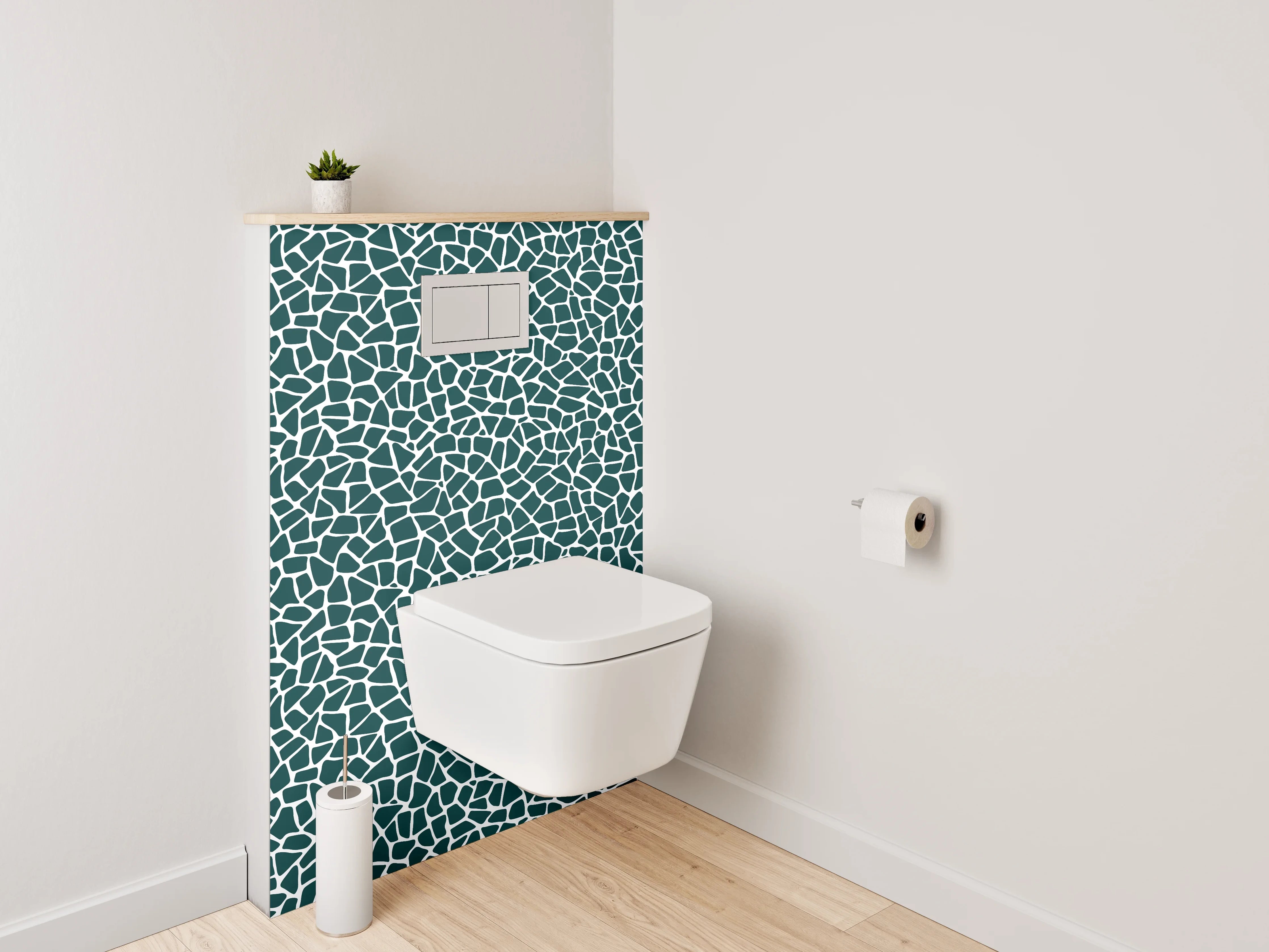 WC-Rückwand - Abstraktes Mosaik Muster grün weiß