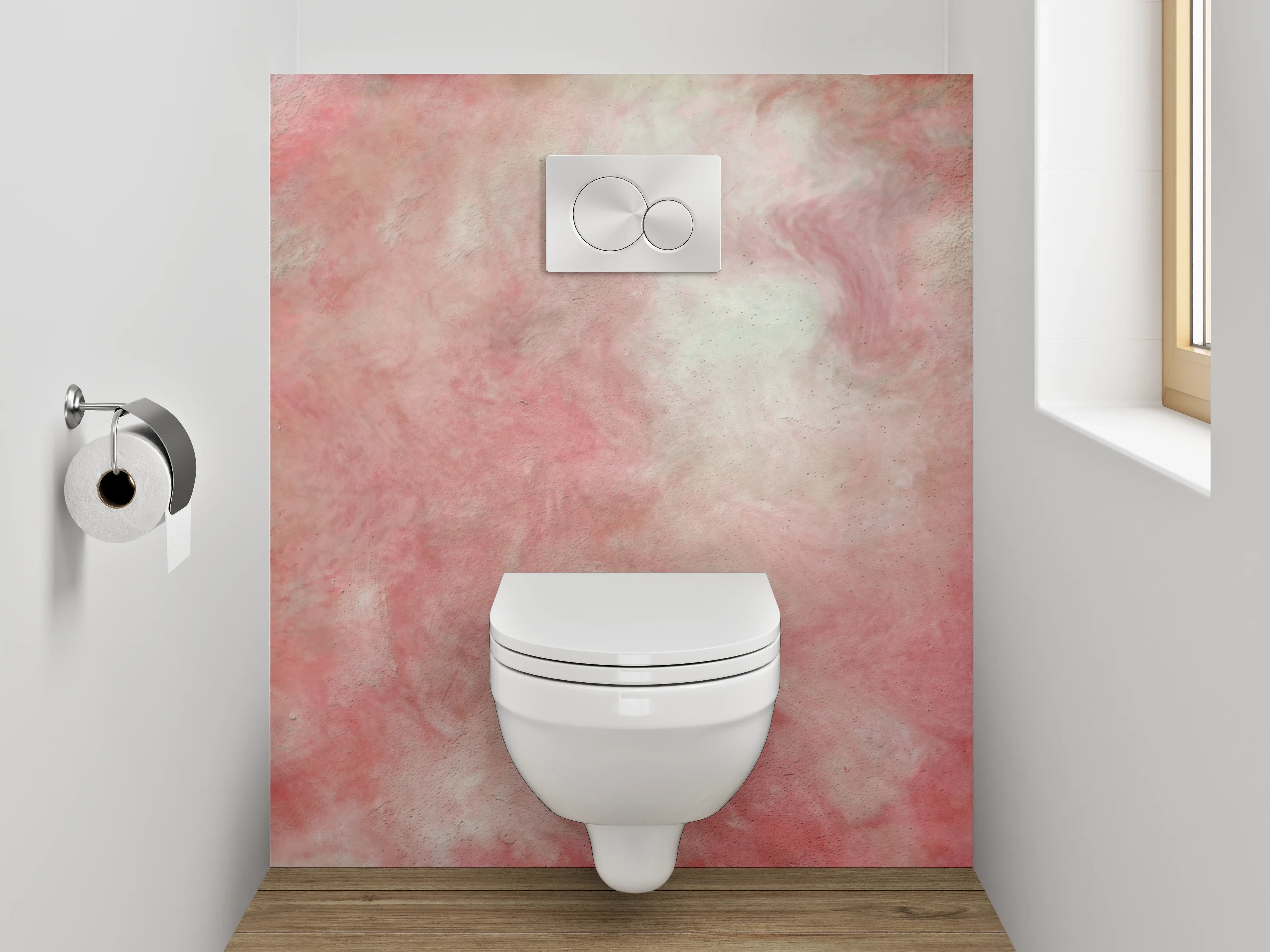 WC-Rückwand - Abstraktes Rosa Aquarell Design