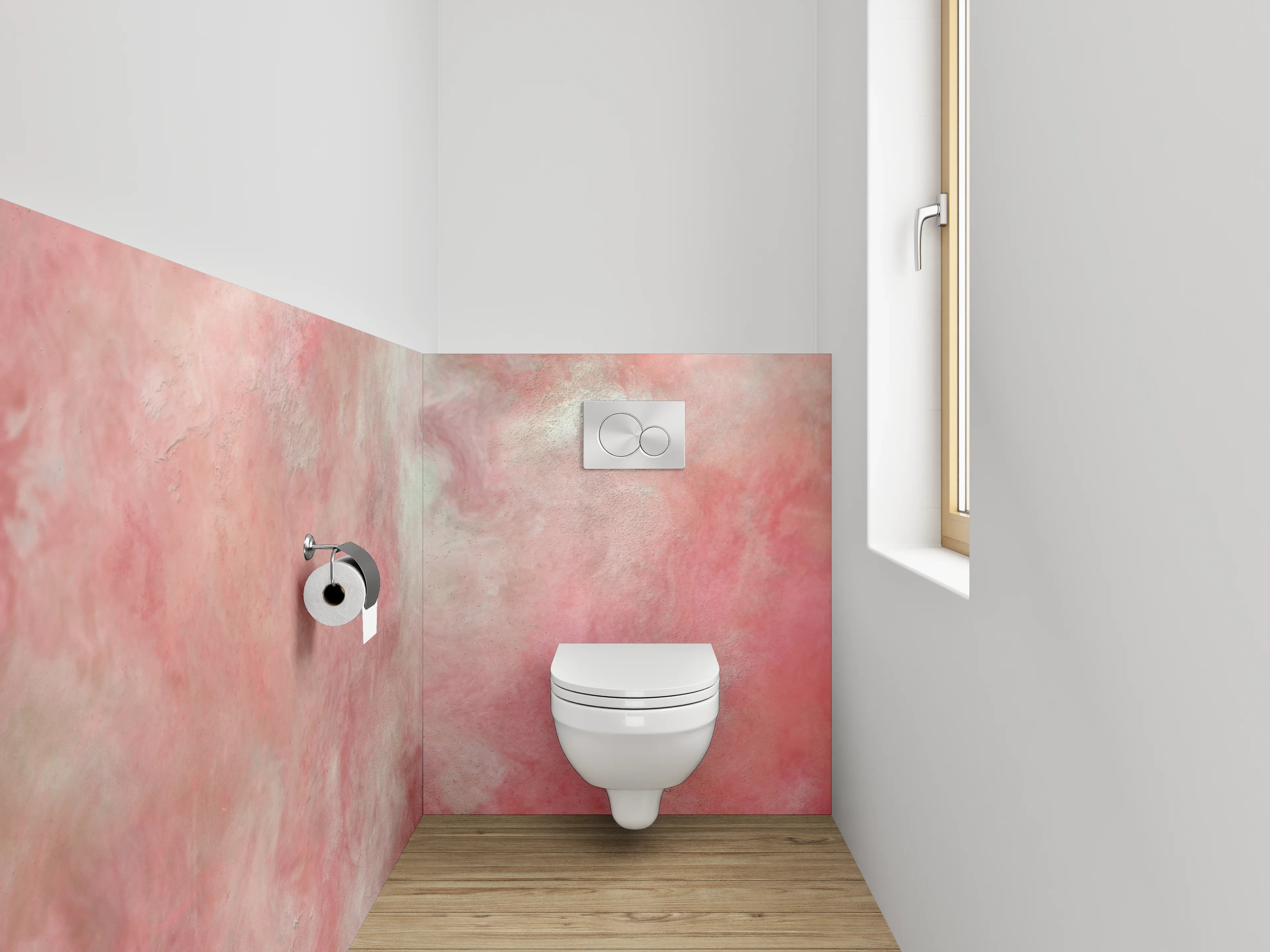 WC-Rückwand - Abstraktes Rosa Aquarell Design