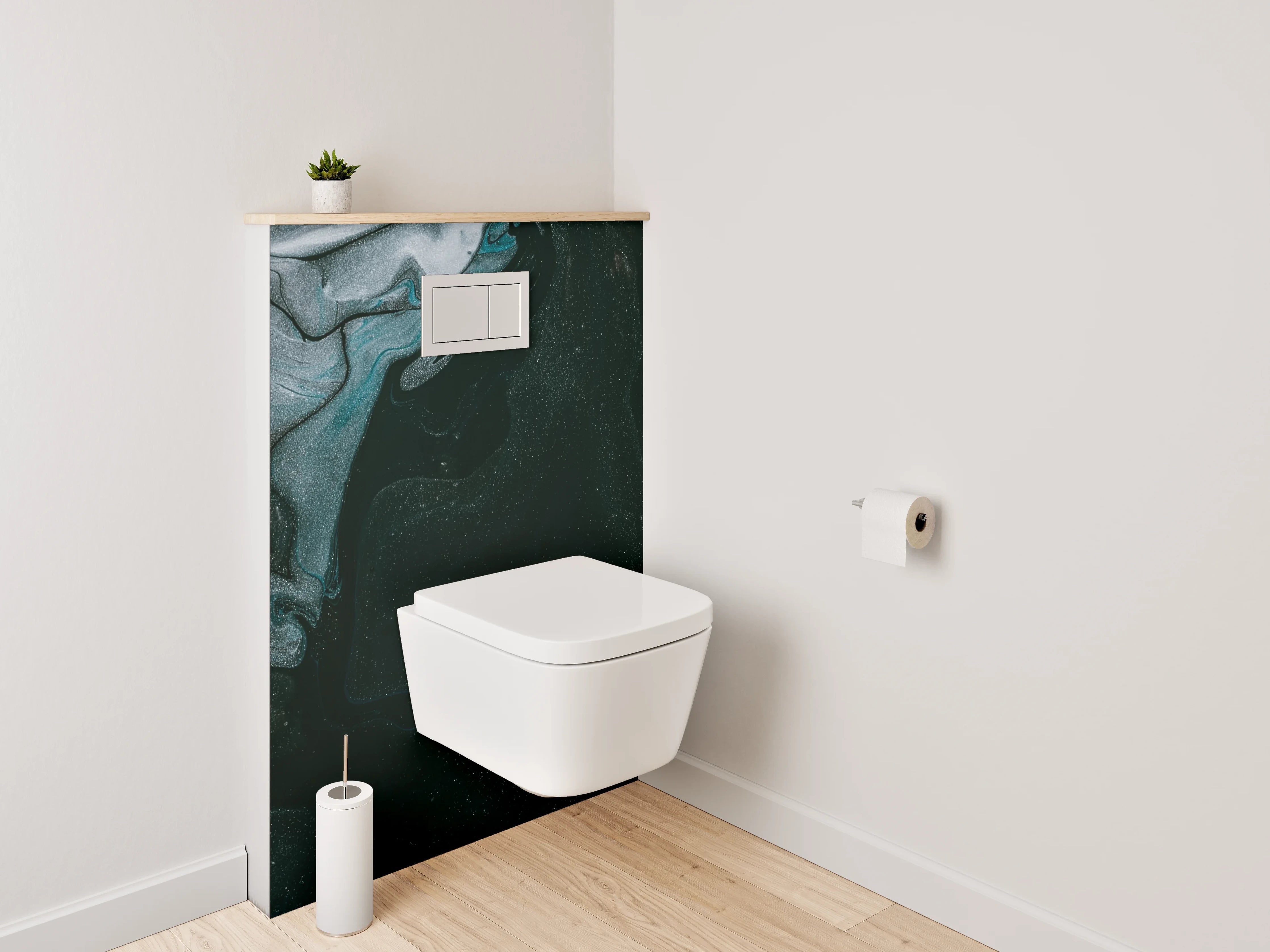 WC-Rückwand - Abstraktes Schwarz-Marmor-Design