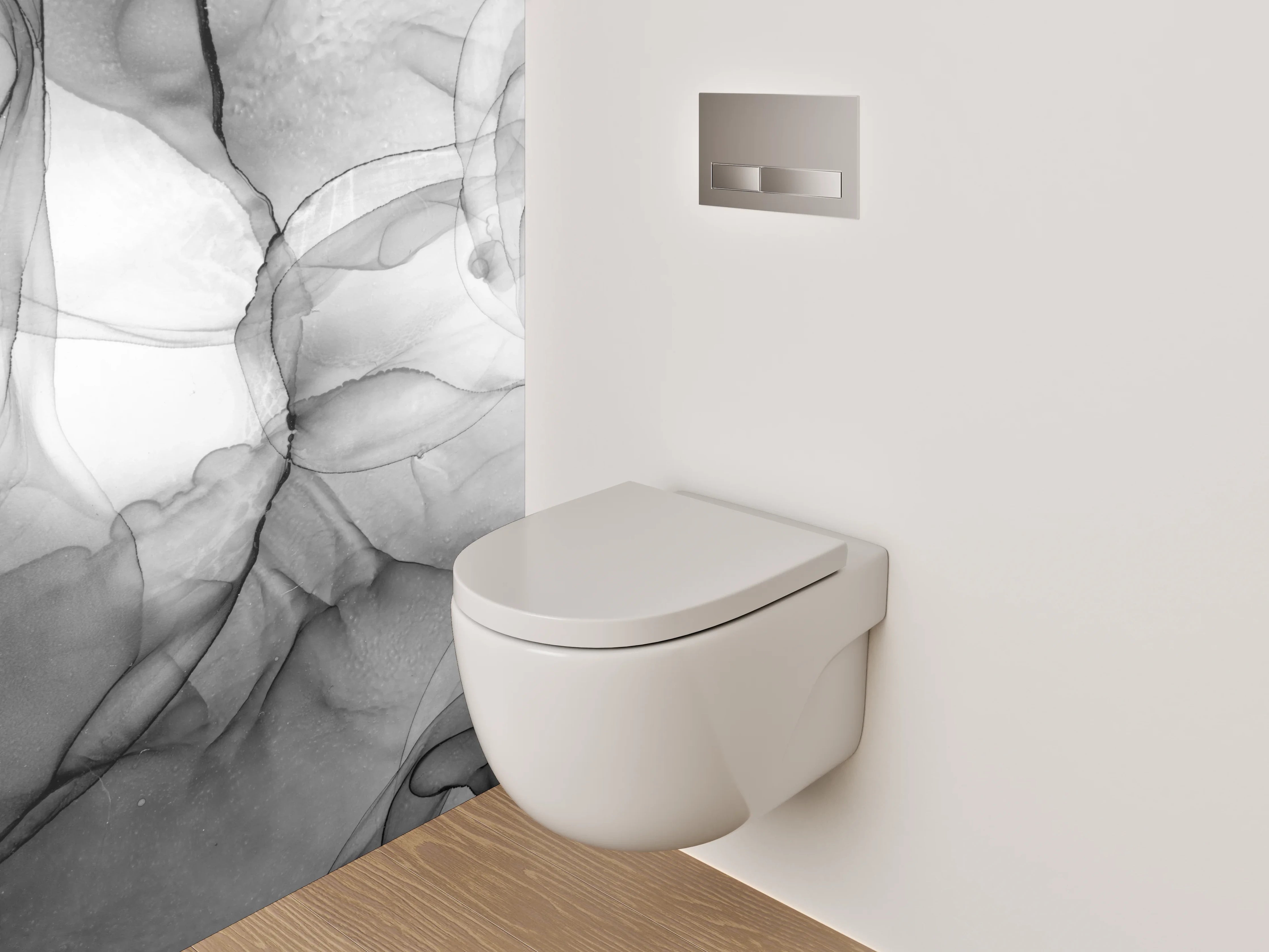 WC-Rückwand - Abstraktes Schwarz-Weiß-Kunstwerk